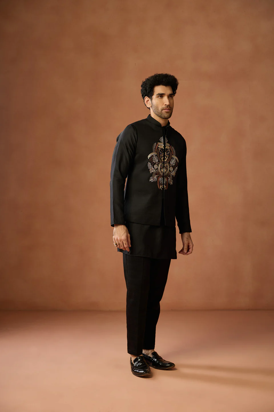 Black Embroidered Mens Jacket - Image 3