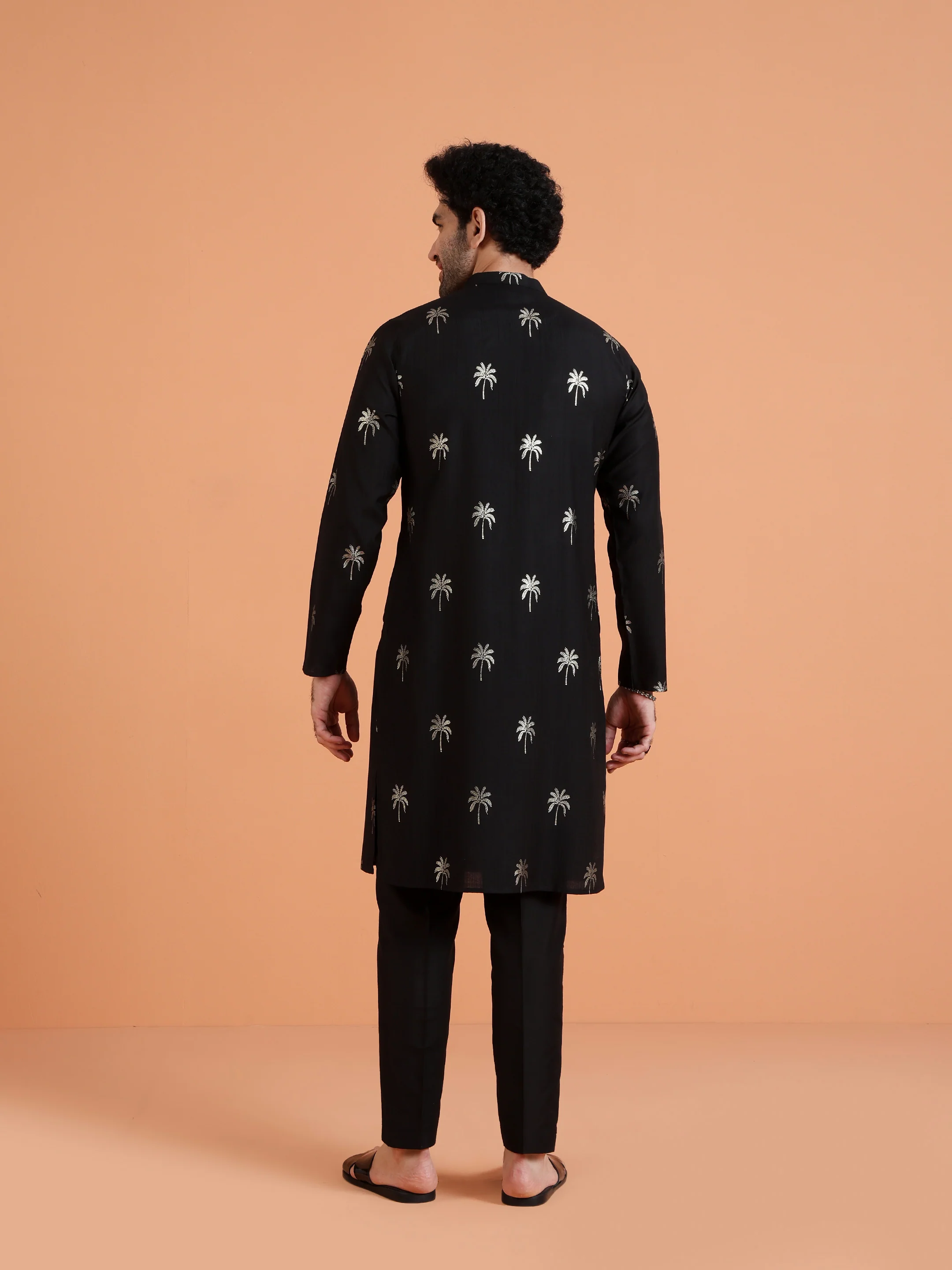 Black Embroidered Kurta Trouser Set- Festive Ethnic Wear - Image 4