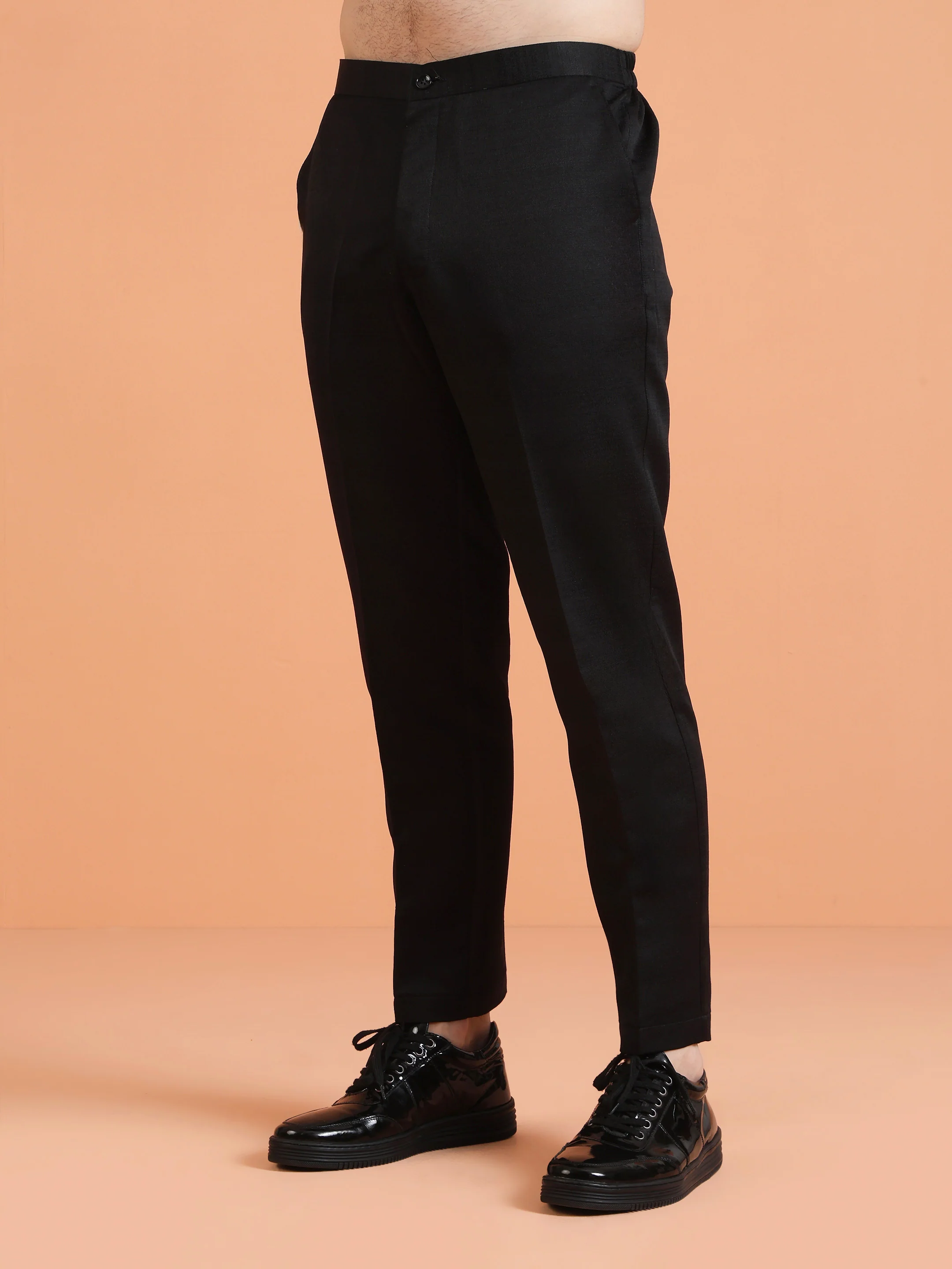 Black Silk Blend Embroidered Front Open Kurta Trouser Set - Image 7