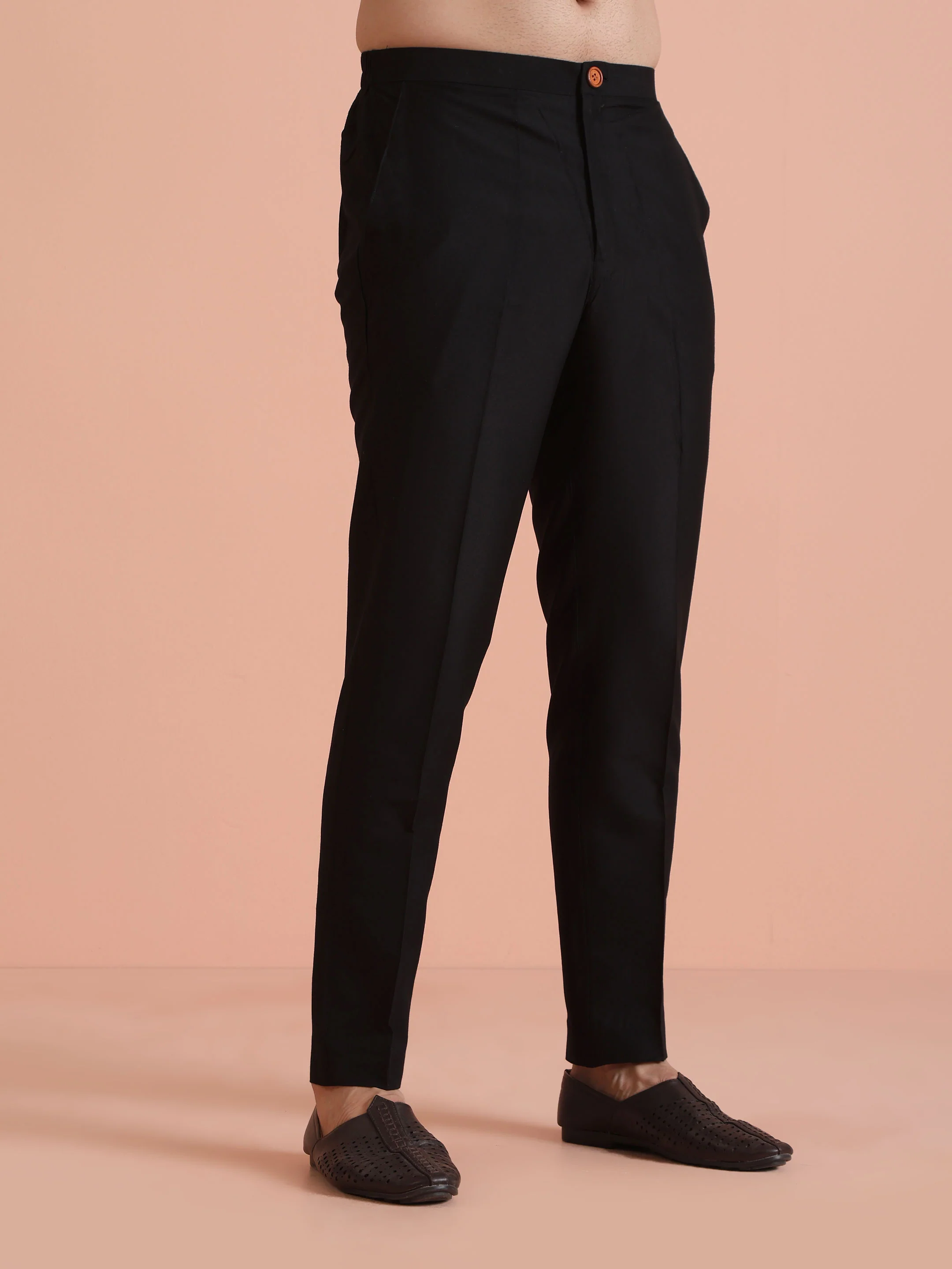 Black Silk Blend Embroidered Kurta Trouser Set - Image 6