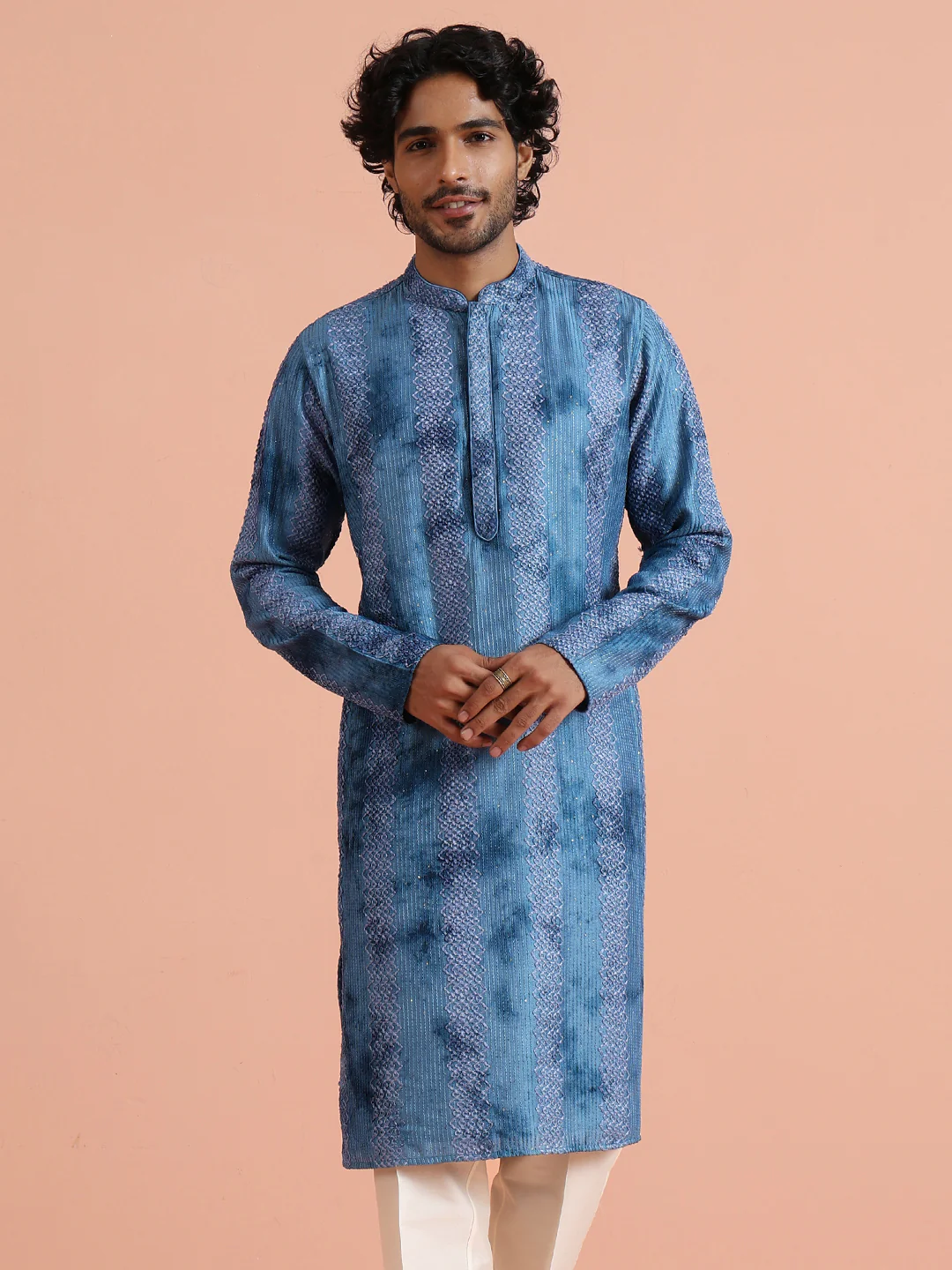 Blue Striped Printed Kurta