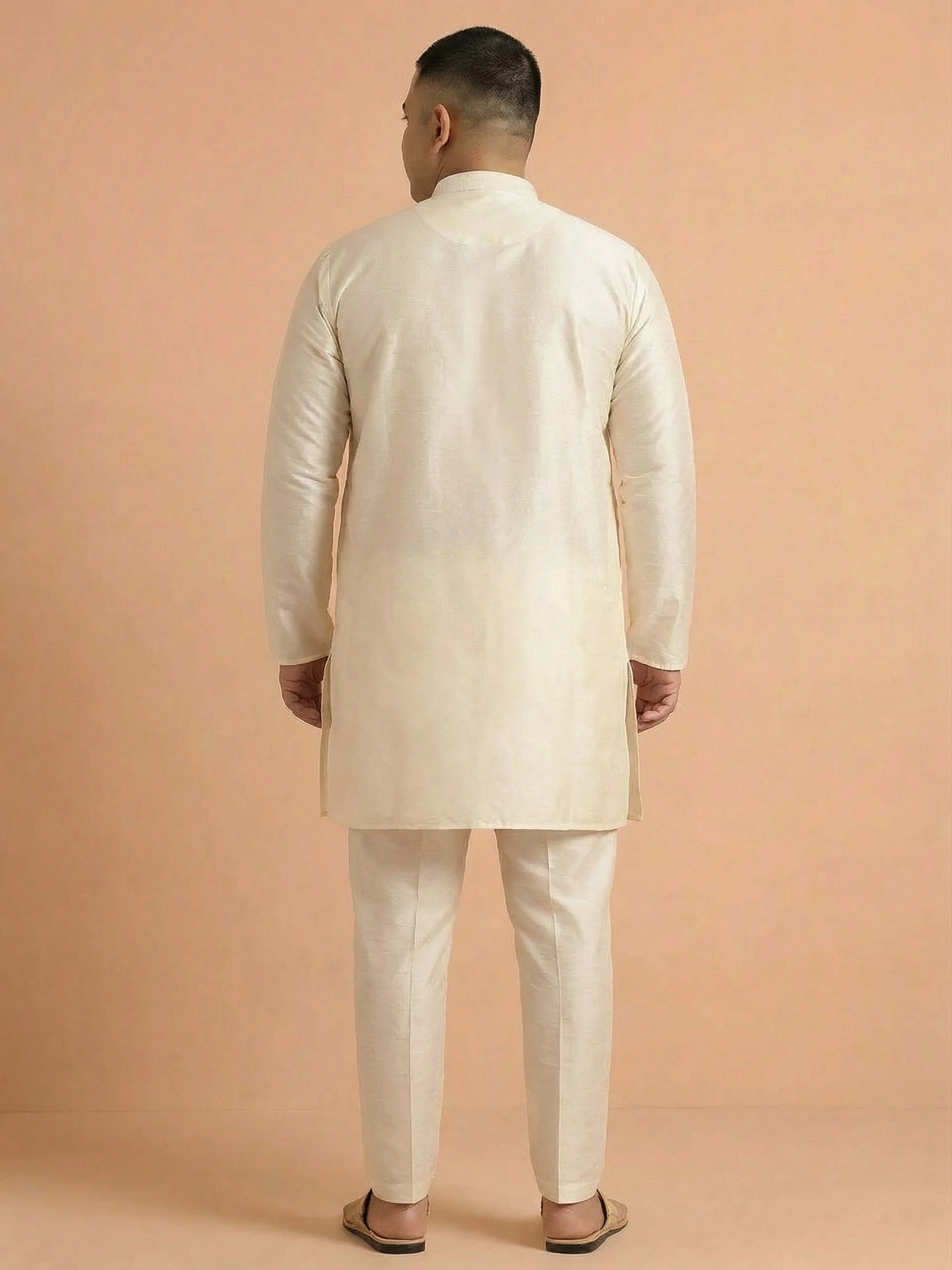 Elegant Off-White Cotton Blend Kurta for Men – Minimalistic Ethnic Wear - Image 2