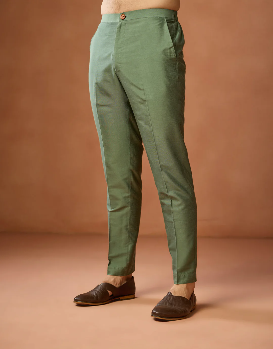 Green Silk Blend Embroidered Jacket Kurta Trouser Set - Image 6