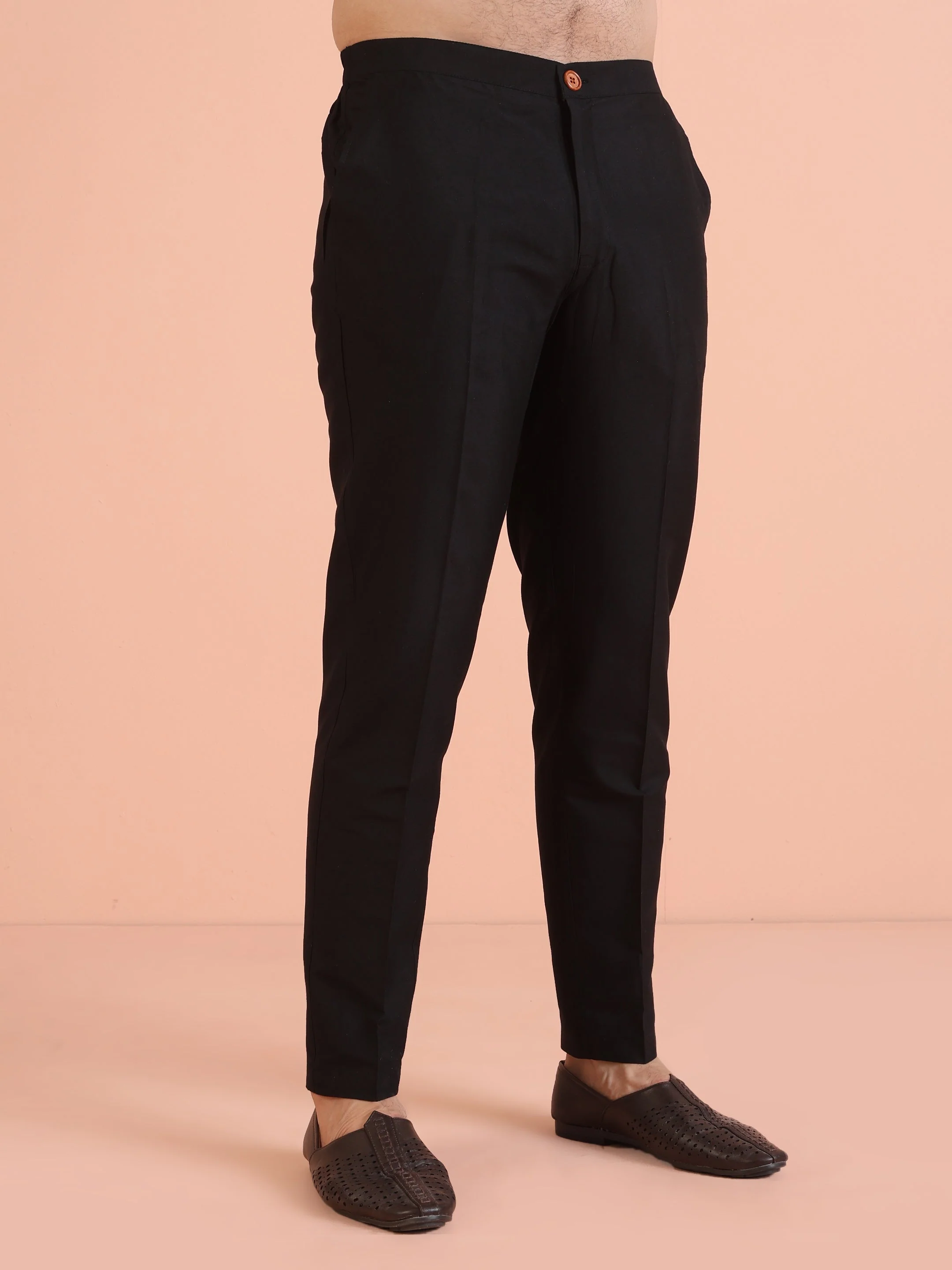 Black Cotton Printed Jacket Kurta Trouser Set - Image 7