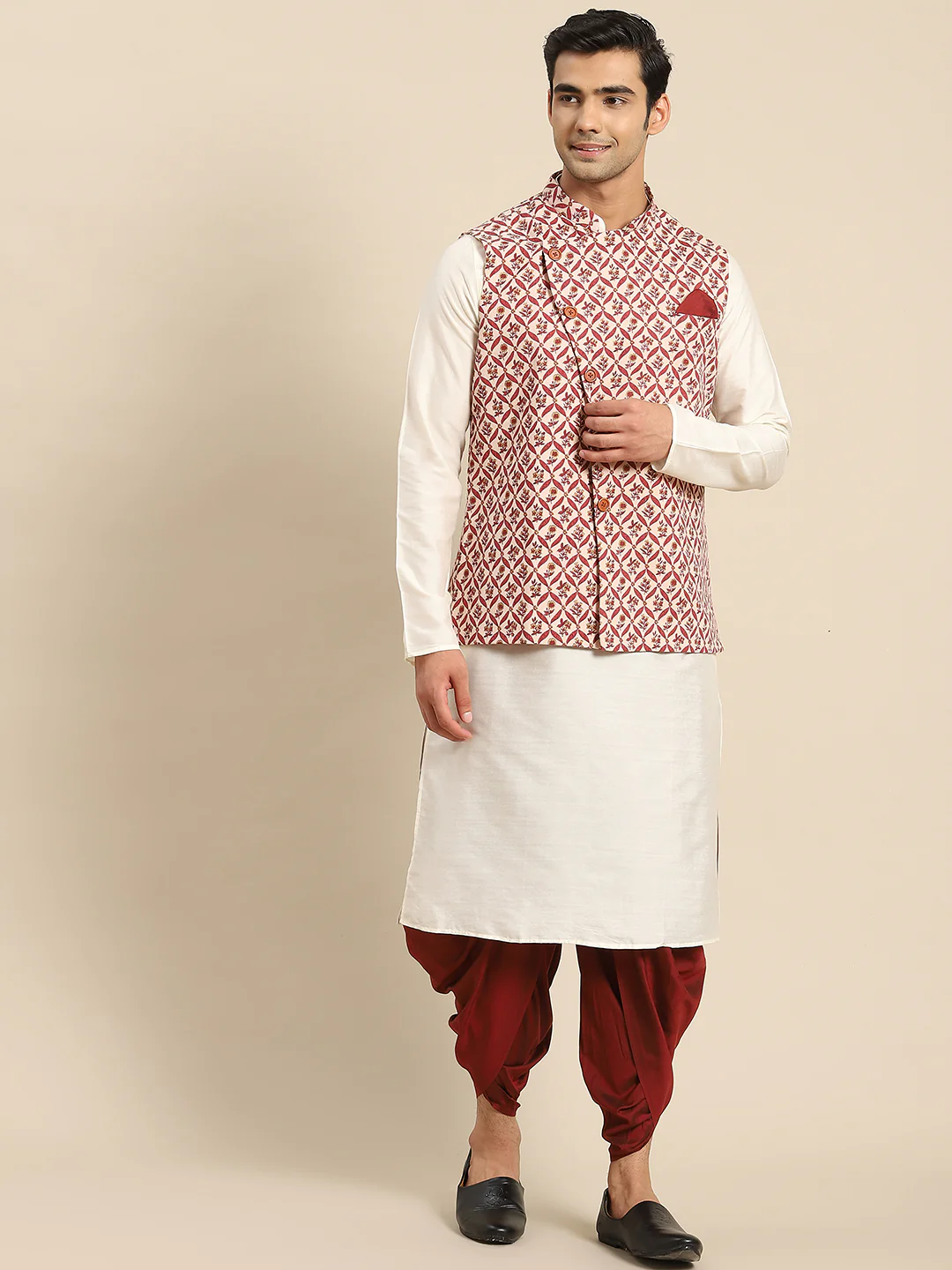 Kisah Men White Kurta Jacket Set