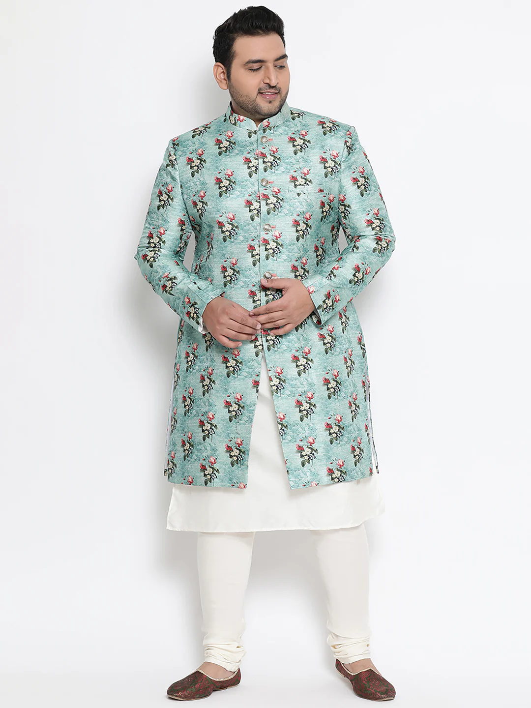 Kisah Men's Blue Indowestern Set With Churidar