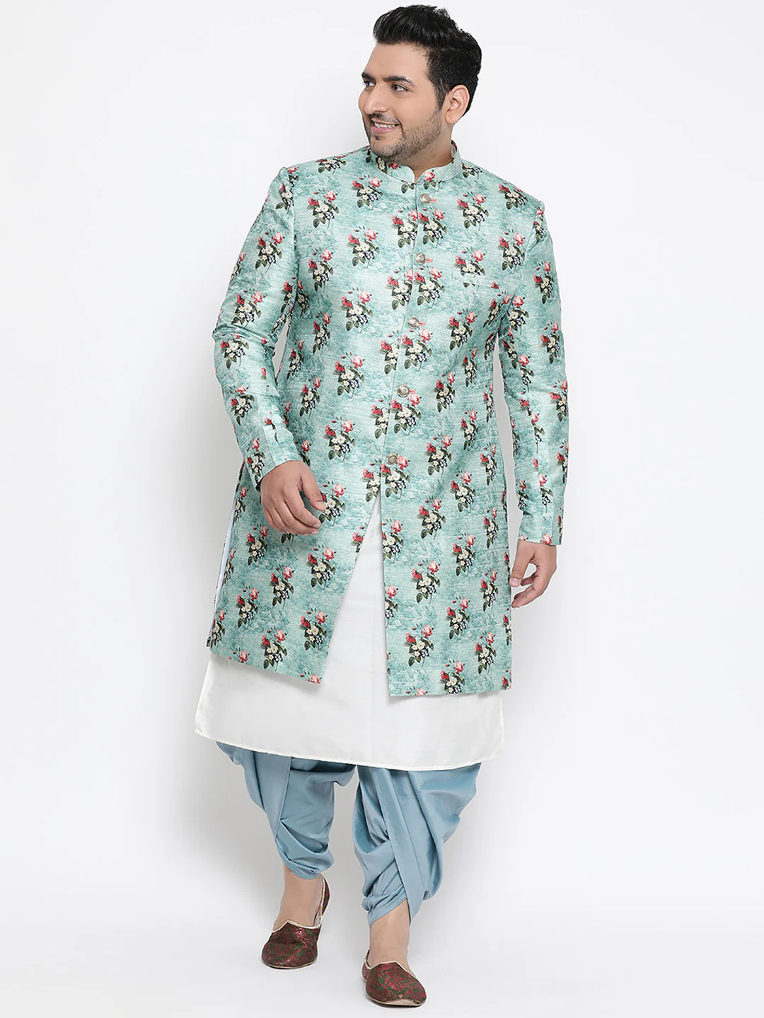 Kisah Men's Blue Indowestern Set With Dhoti