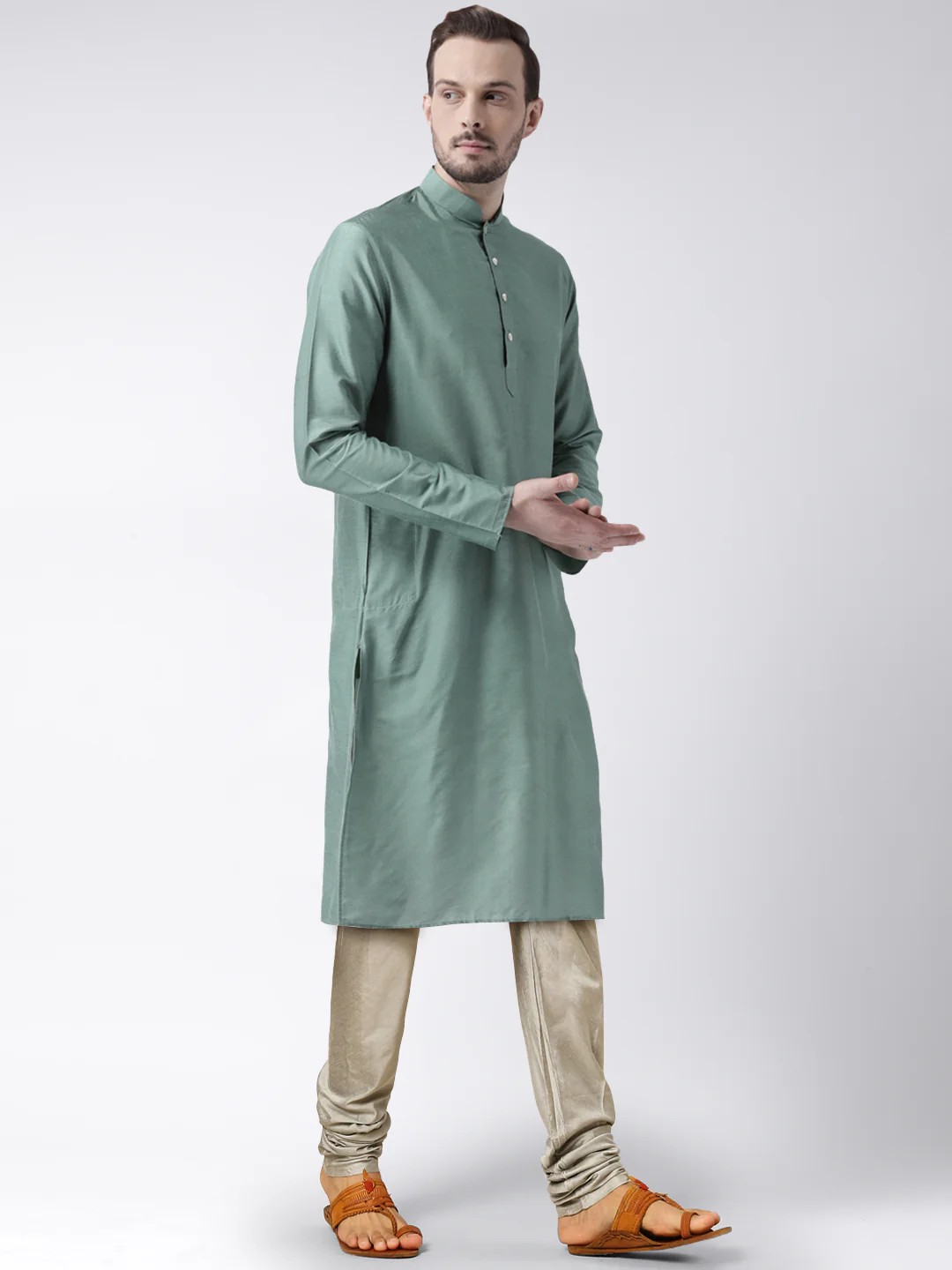 Men's Olive Green Kurta - Image 2