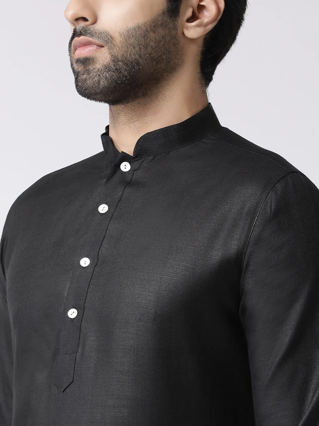 Men's Black Kurta Trousers Set - Image 4