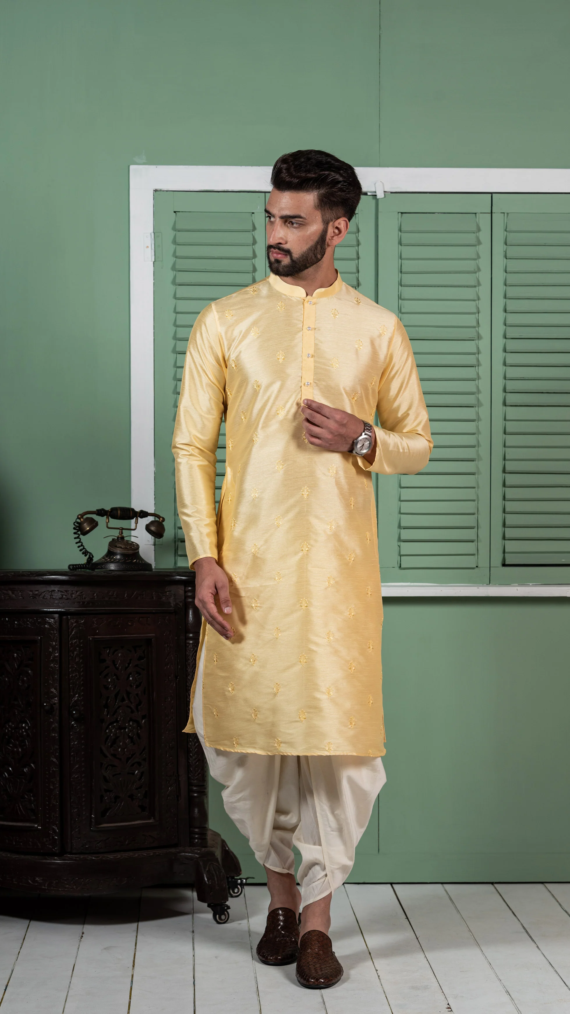 Kisah Men Yellow Kurta Set