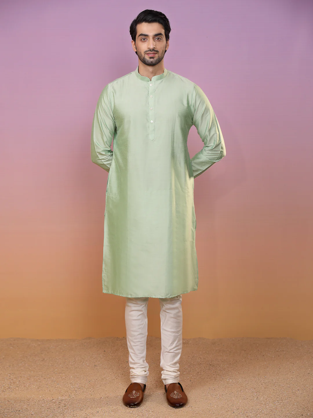 Kisah Men Green Kurta Jacket Set - Image 10
