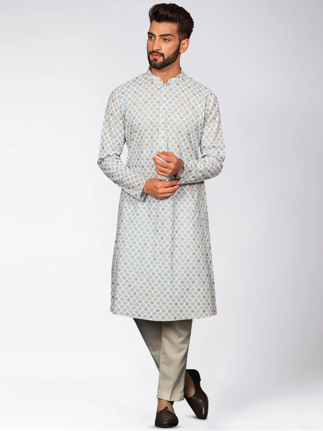 Kisah Men's Blue Kurta Trousers Set