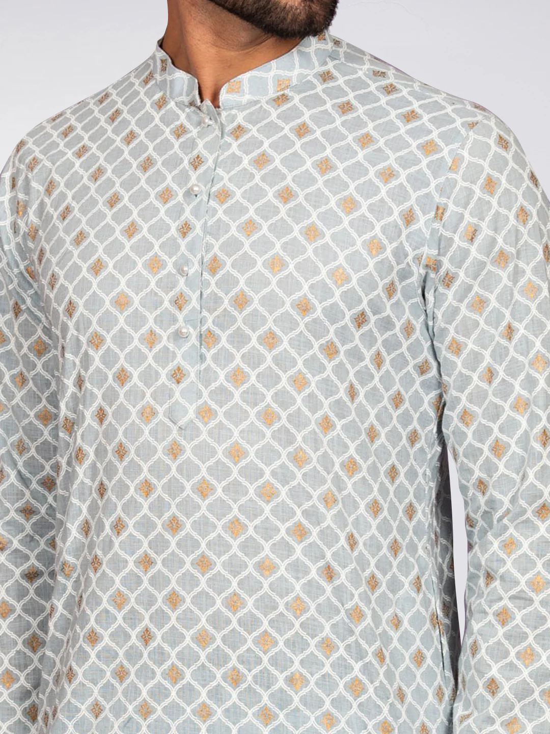 Kisah Men's Blue Kurta Trousers Set - Image 5
