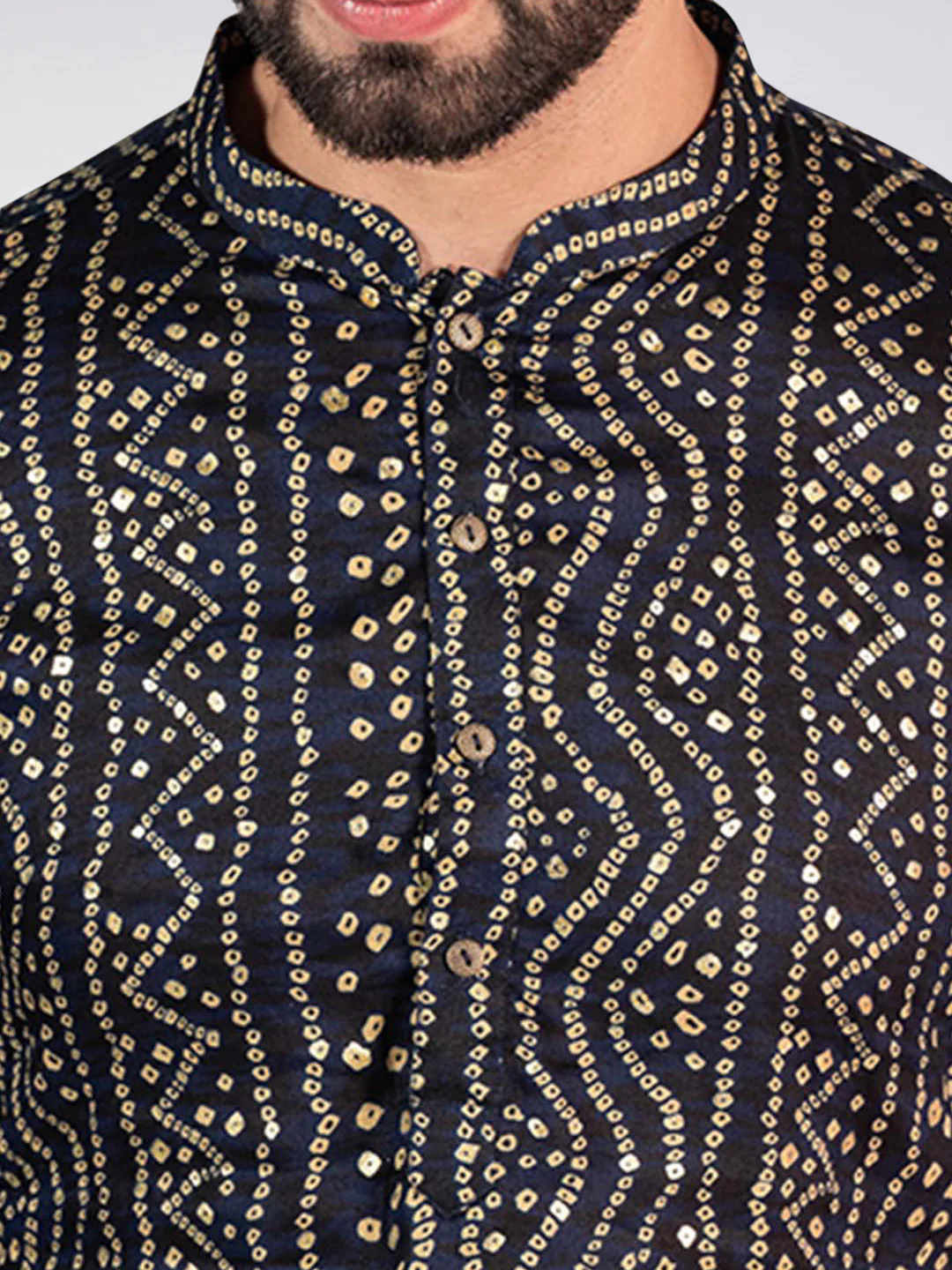 Men's Navy Blue Kurta Churidar Set - Image 5