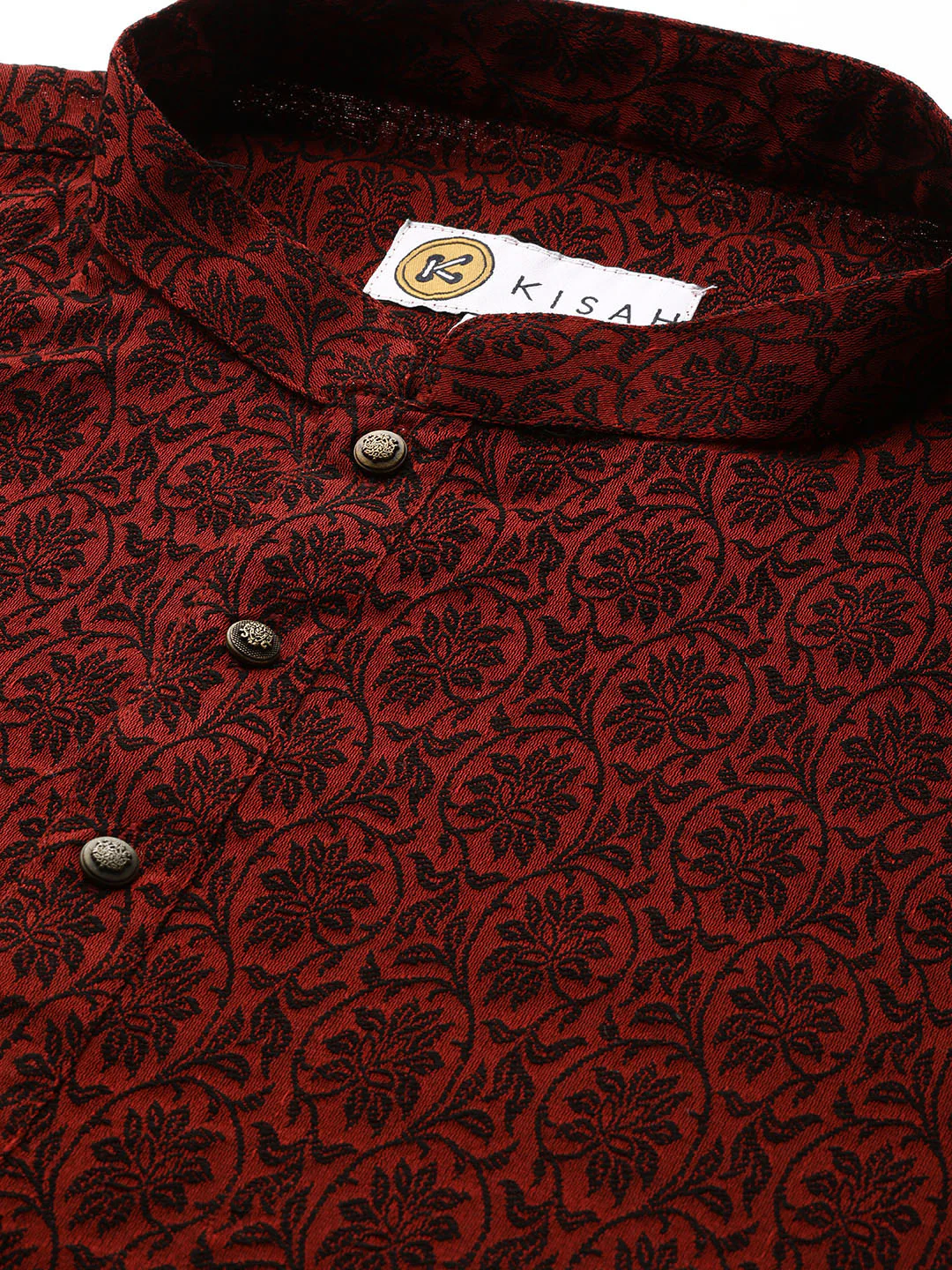 Men Maroon Textured Kurta Dhoti Set - Image 4
