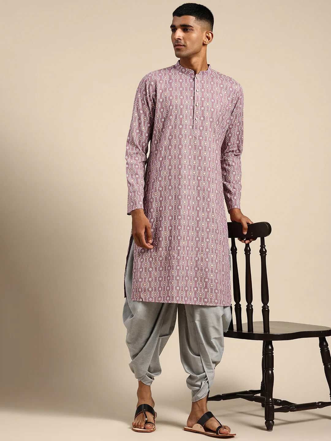 Men Purple Kurta Set