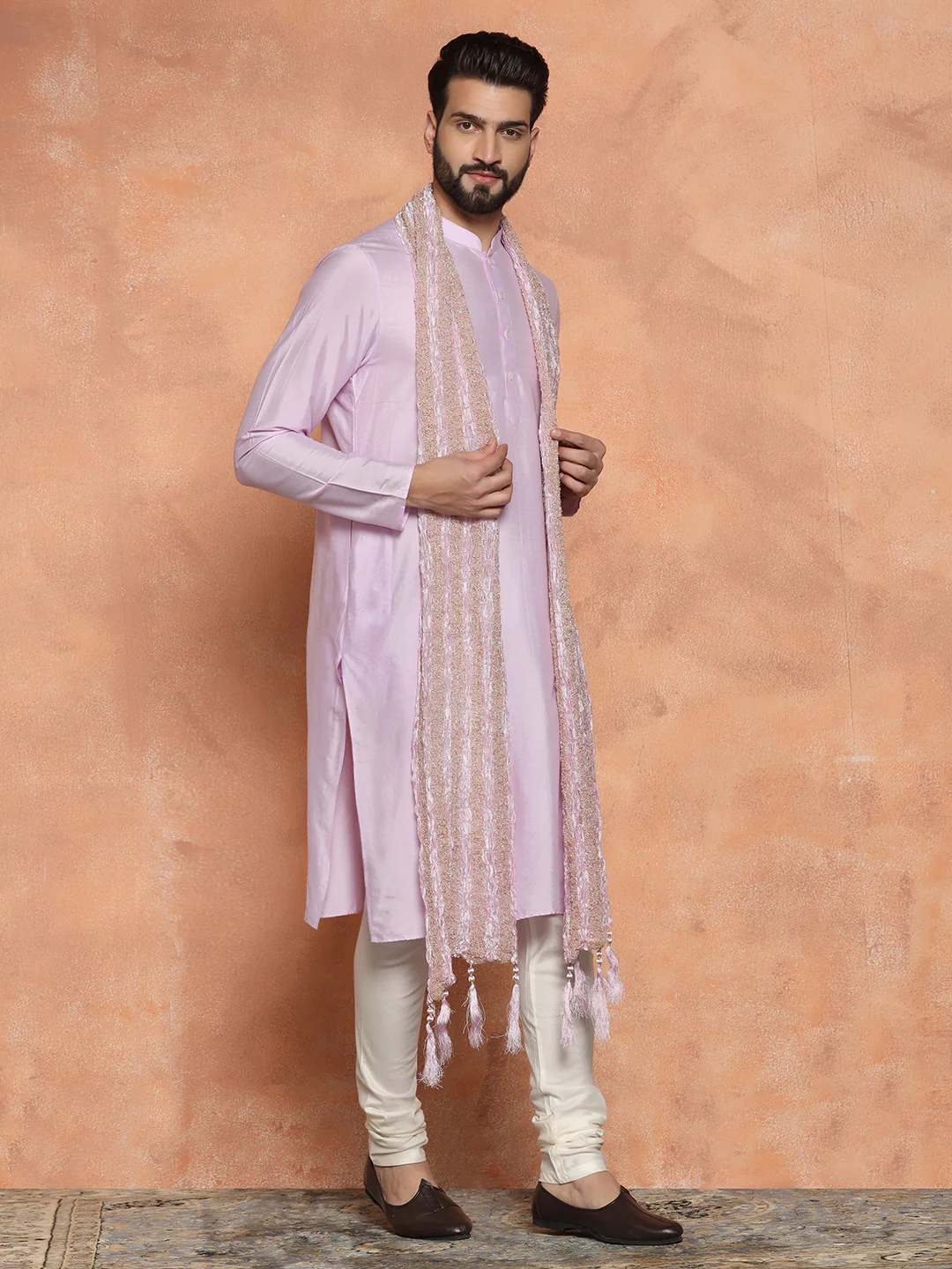 Light Pink Kurta Churidar with Dupatta - Image 2