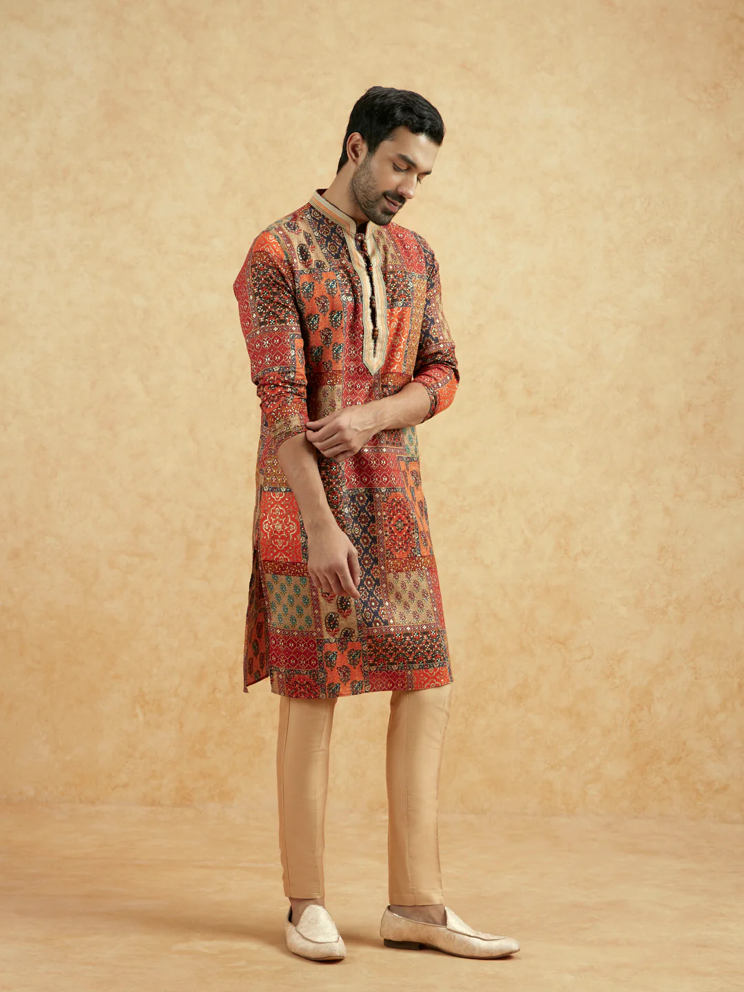 Multicolour Art Silk Printed Long Kurta - Image 3