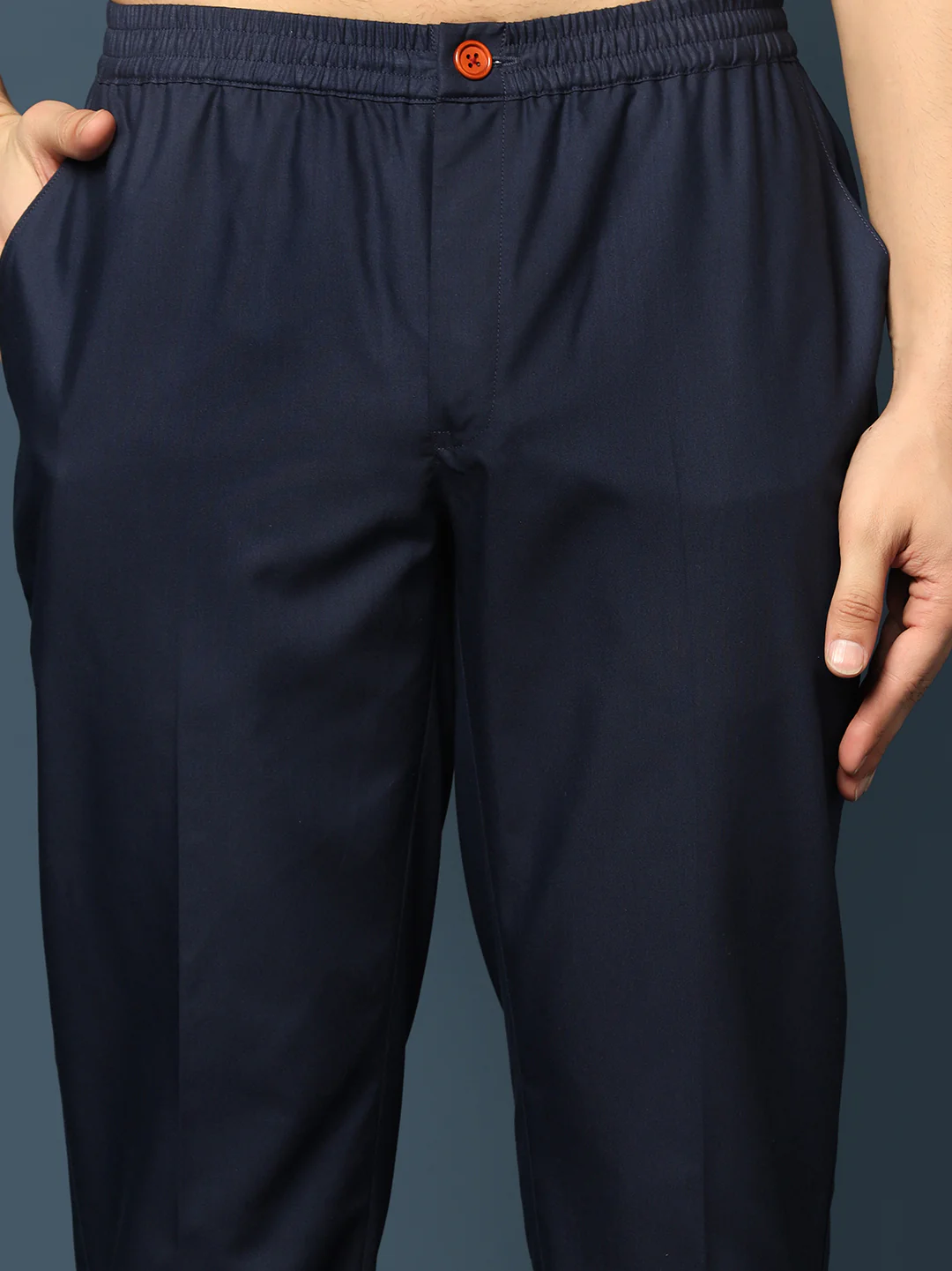 Navy Blue Woven Sherwani Trouser Set - Image 7