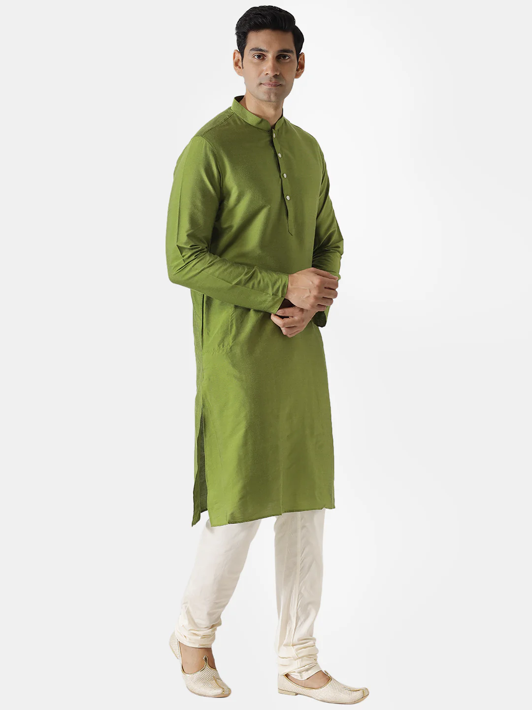Green Plain Kurta-Festive Wear - Image 2