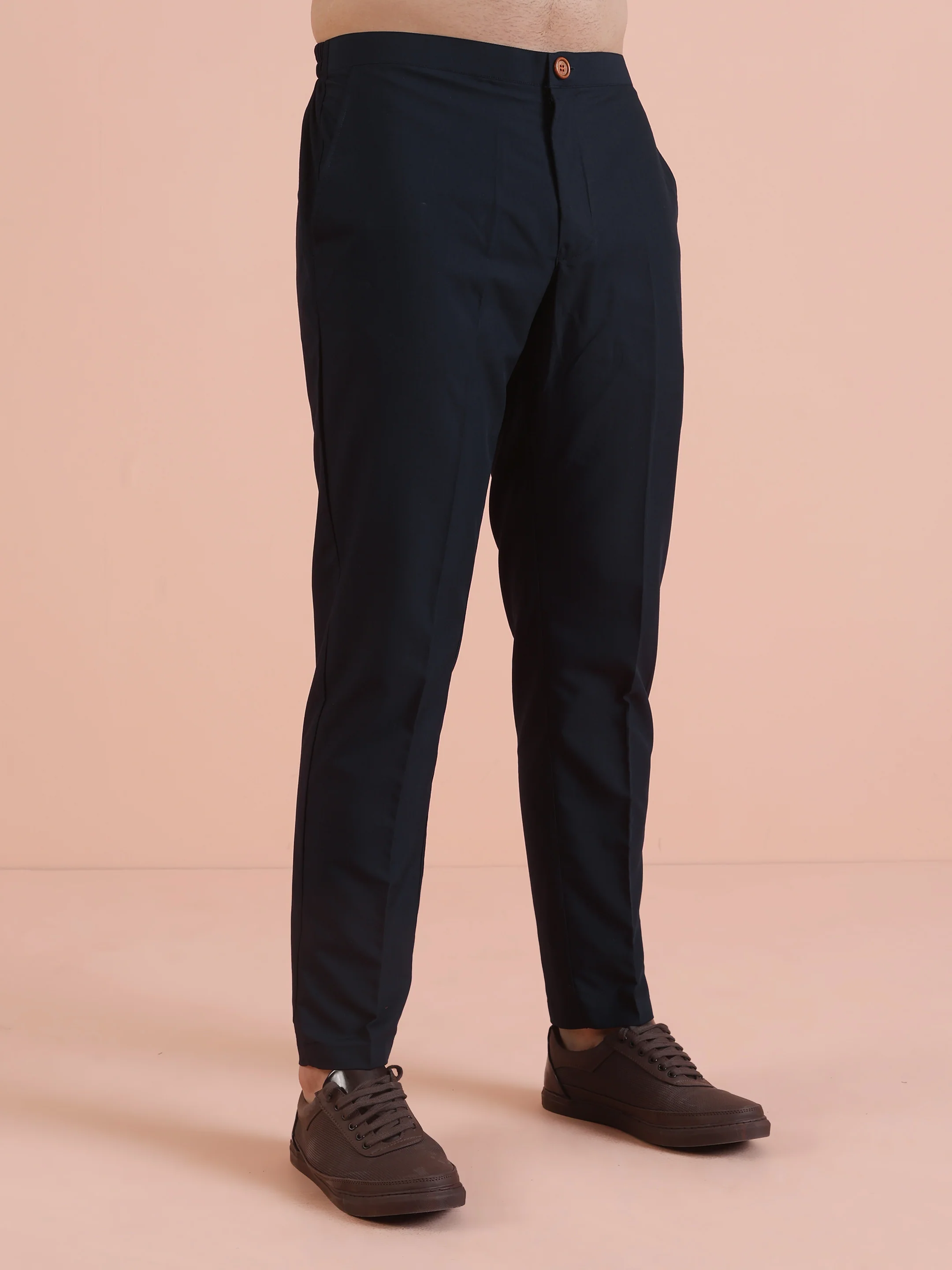Men Navy Blue Printed Geometric Kurta Trouser Set - Image 7