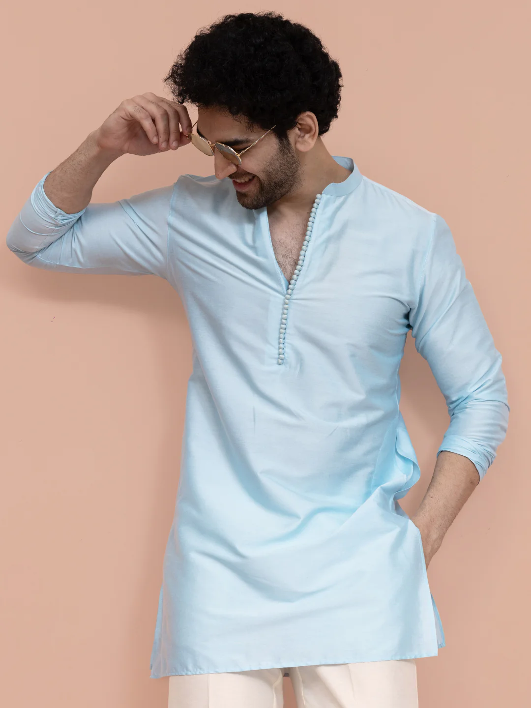 Men Blue Solid Kurta
