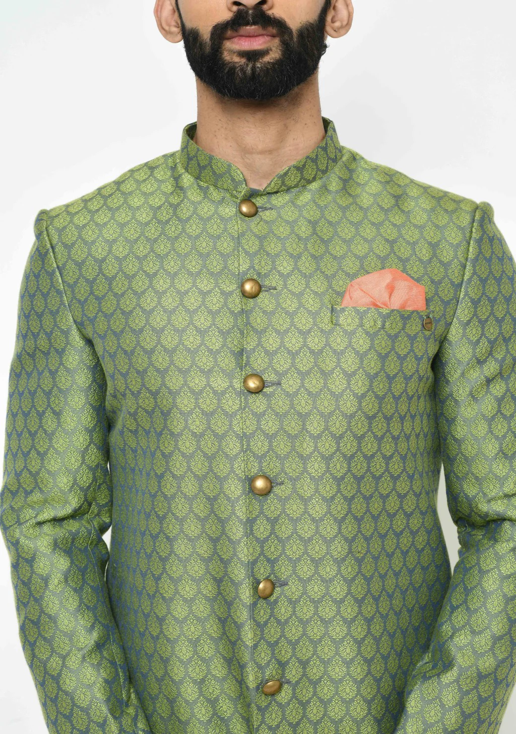Kisah Men's Green Indowestern Set With Dhoti - Image 5