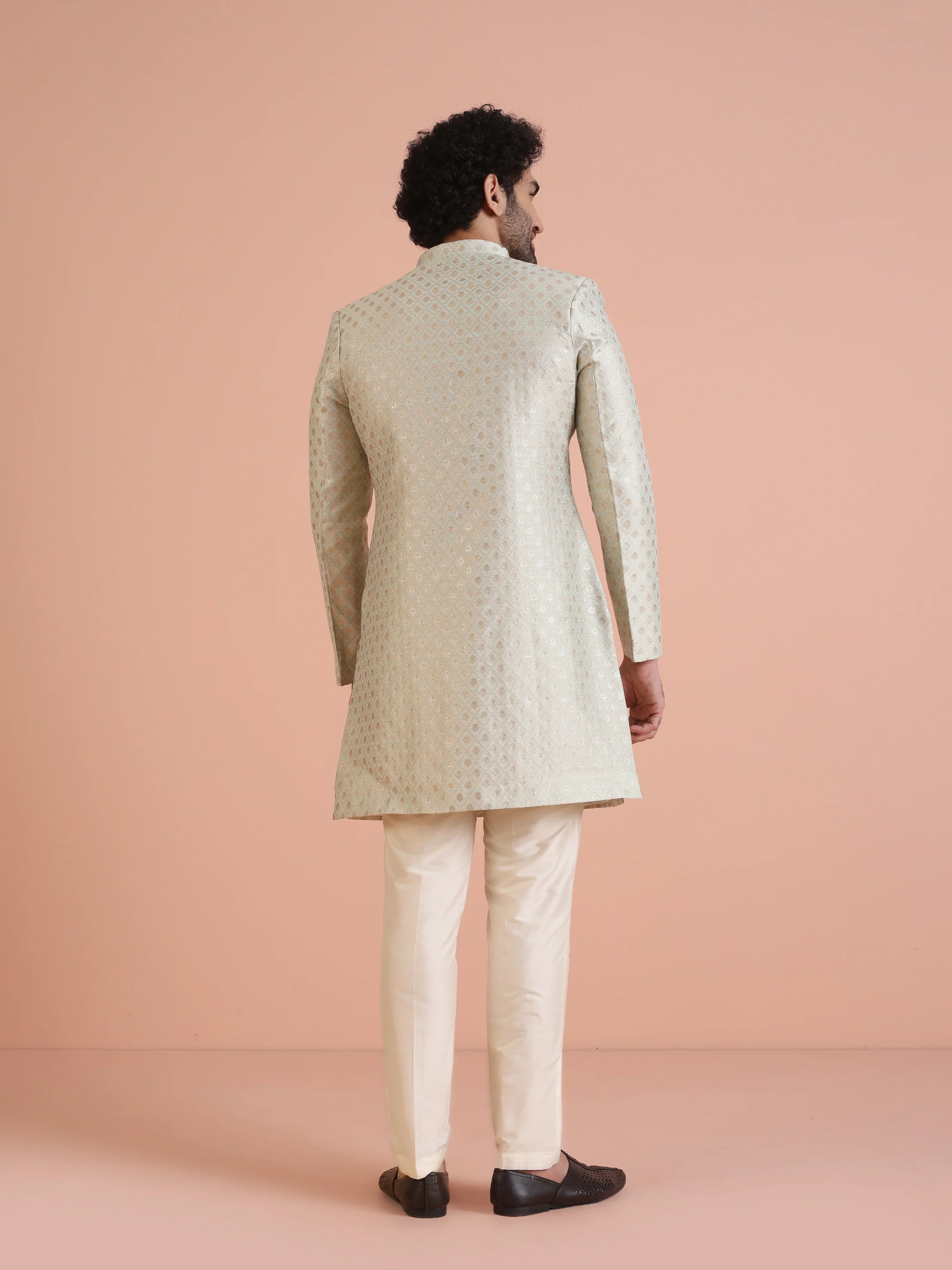 Men's Mint Green Indowestern Set With Trouser - Image 8