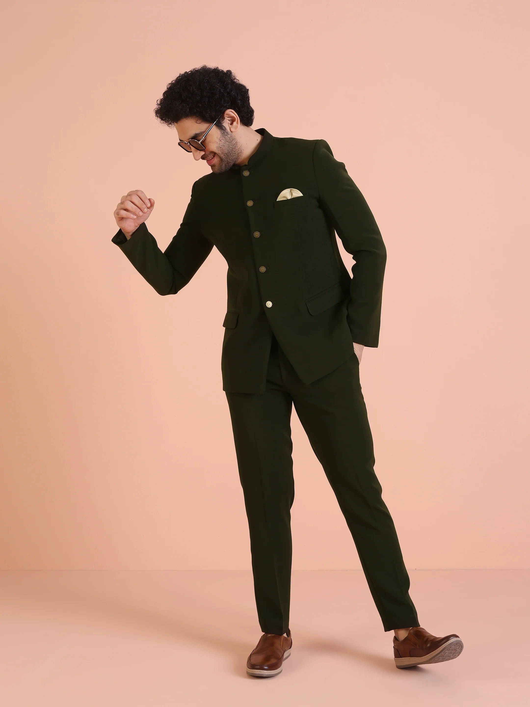 Olive Green Bandhgala Set