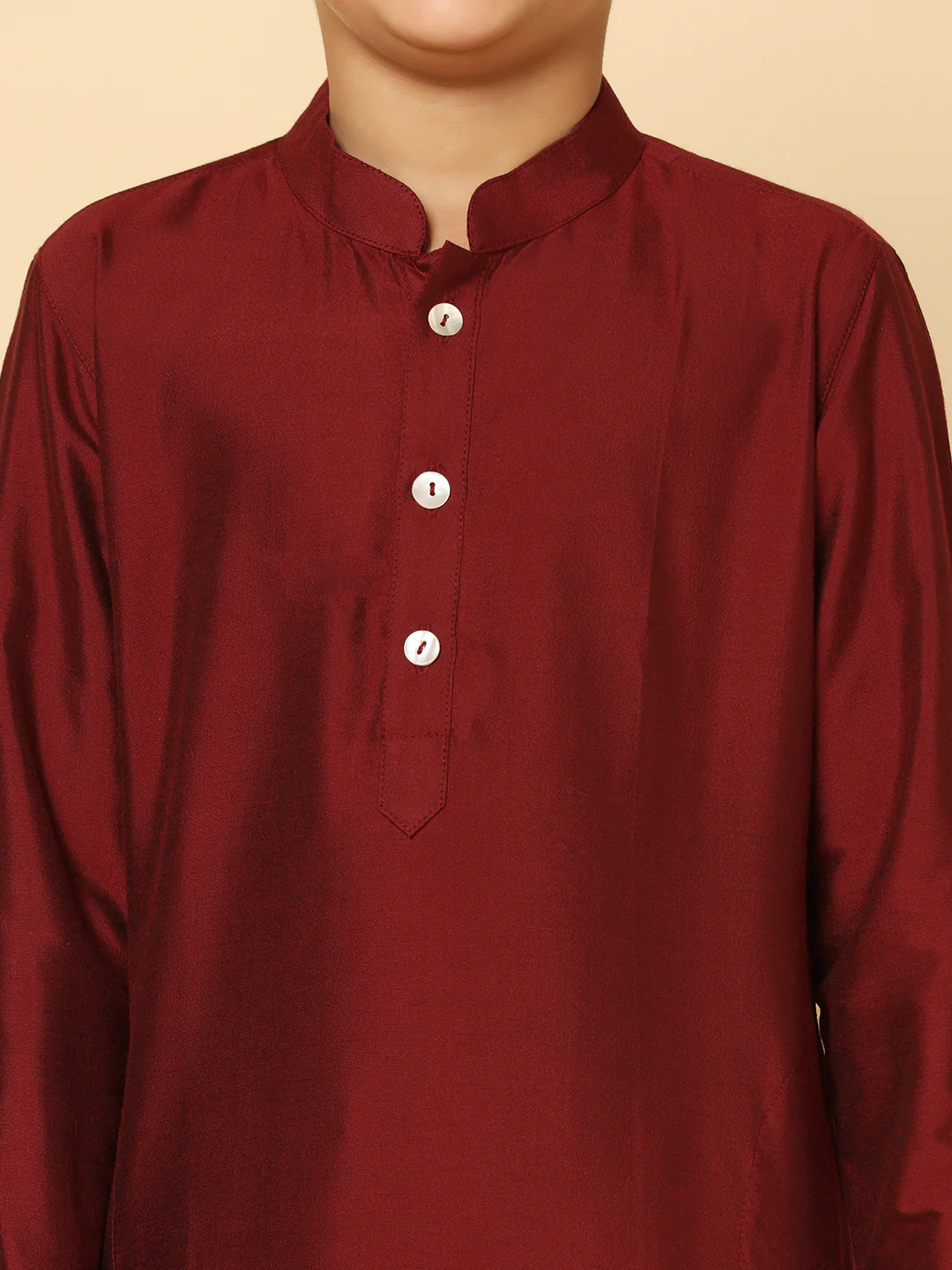 Boys Maroon Kurta Pyjama Set - Image 5