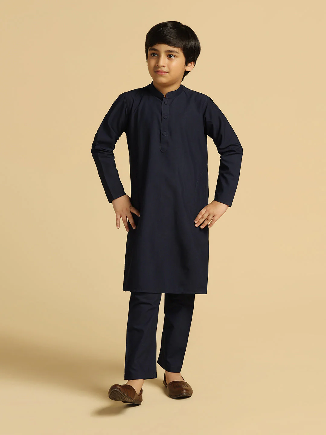 Boy's Navy Blue Solid Solid Kurta - Image 18