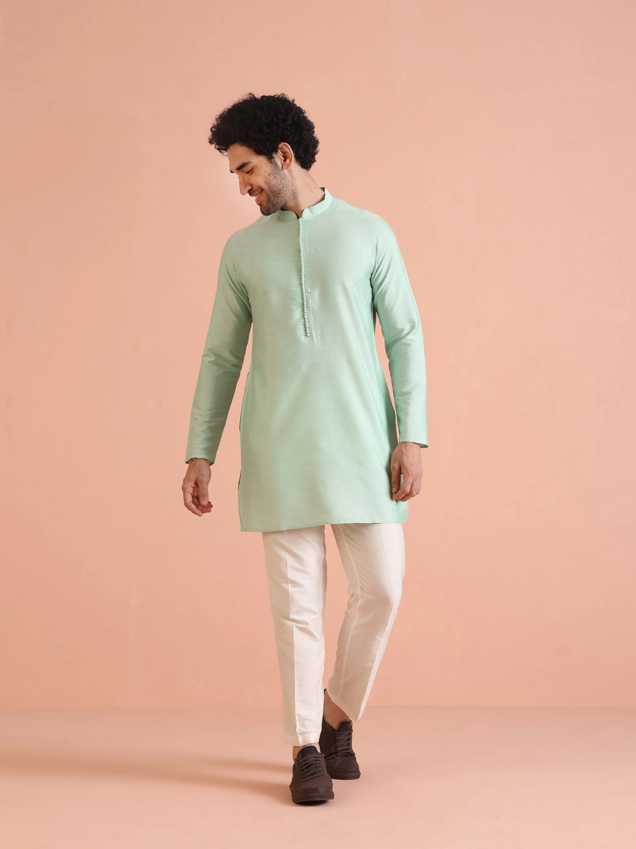 Men Aqua Green Kurta - Image 16