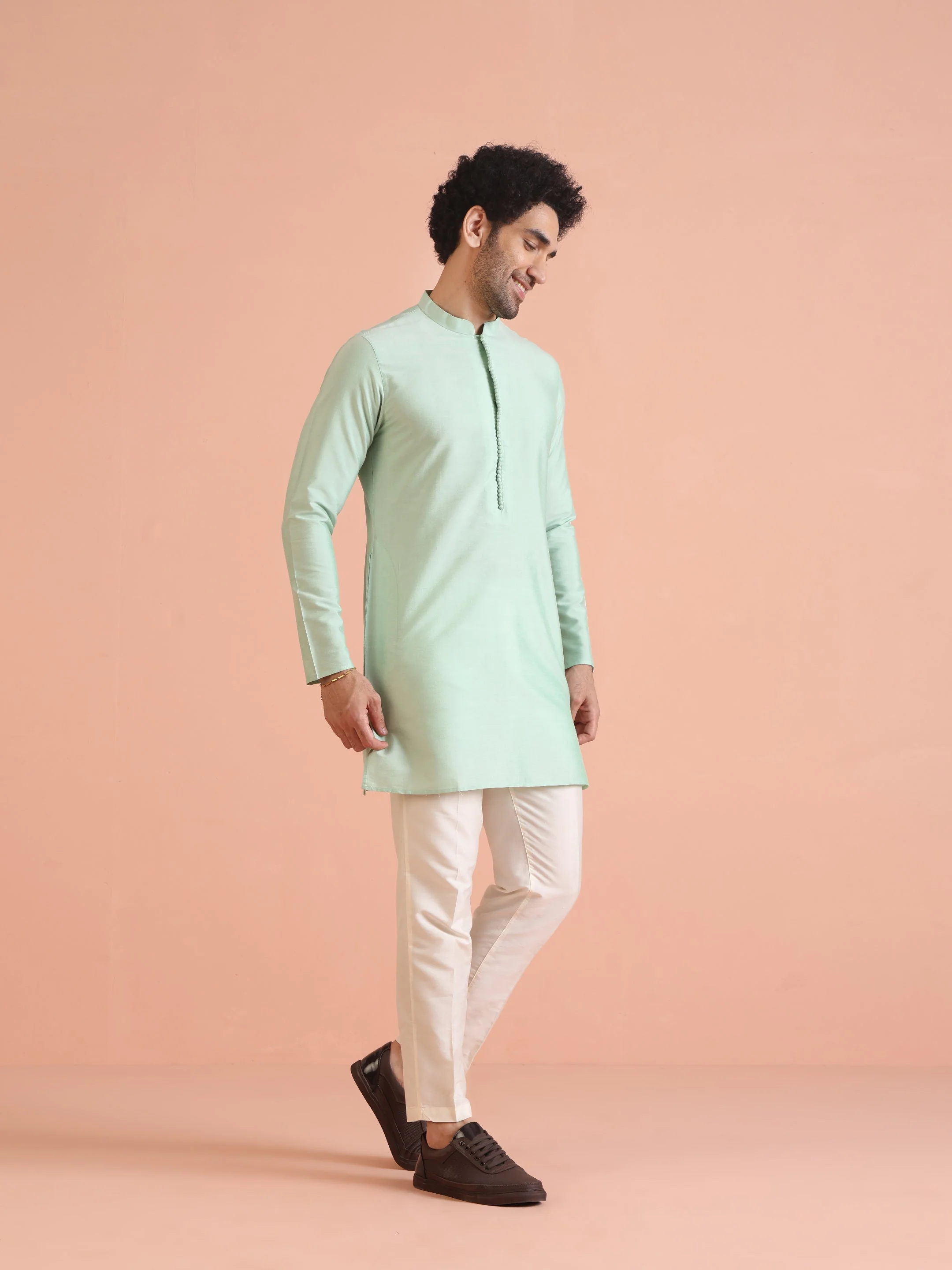 Men Aqua Green Kurta - Image 19