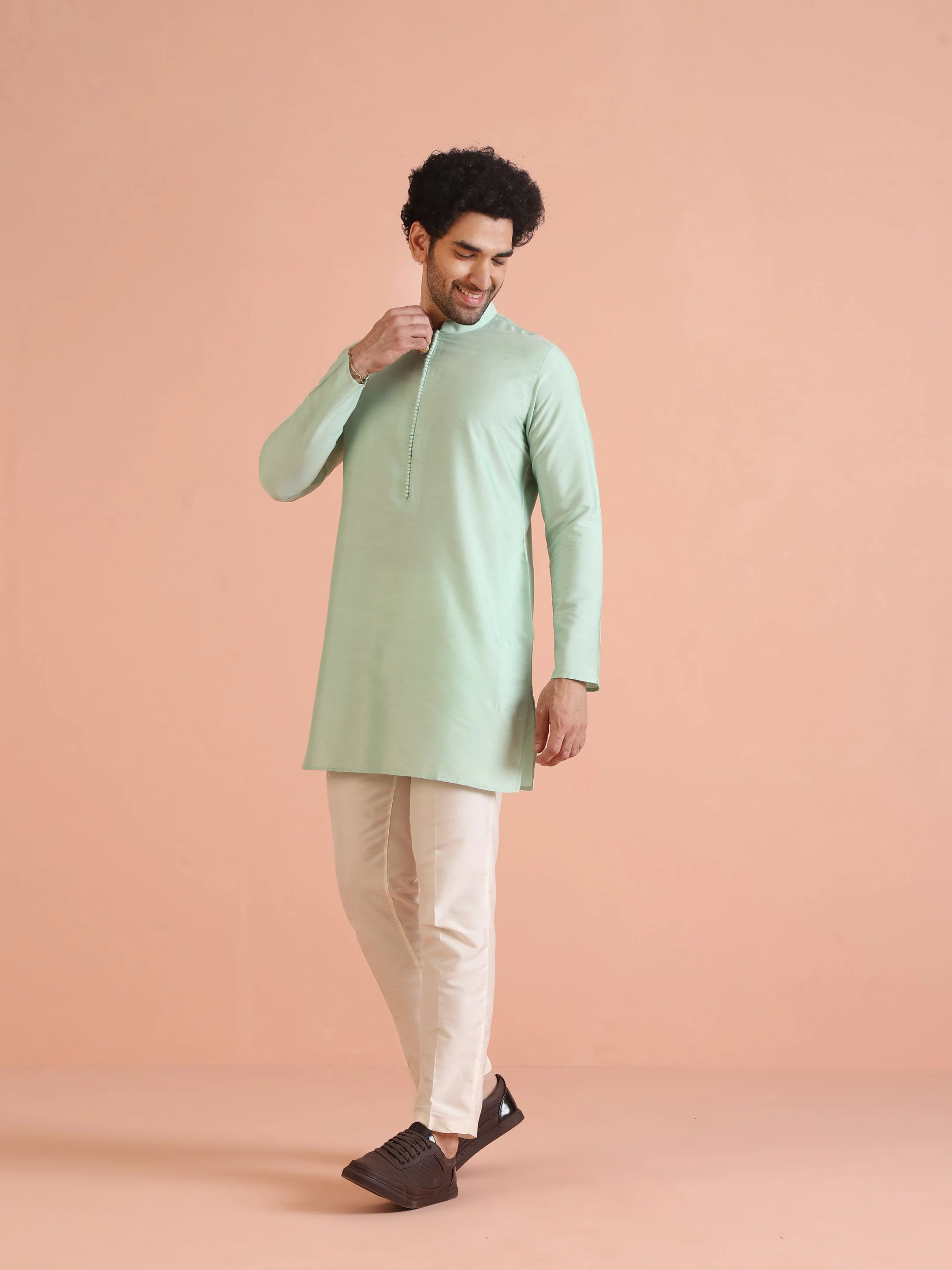 Men Aqua Green Kurta - Image 20