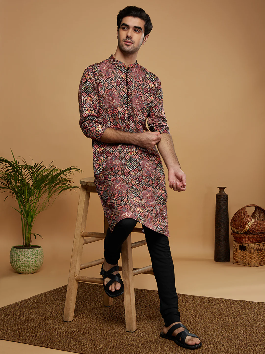 Multicolor Cotton Geometric Printed Kurta - Image 6