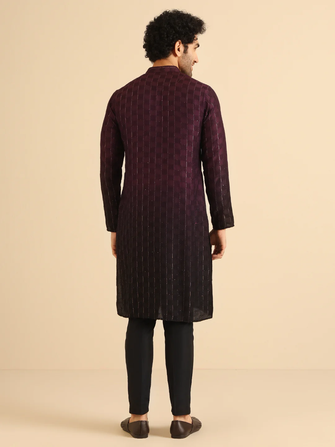 Men Black Kurta Trouser Set - Image 4