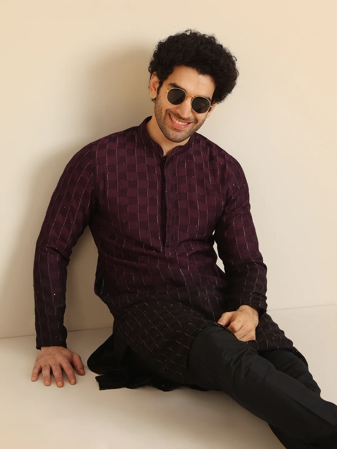 Men Black Kurta Trouser Set - Image 7