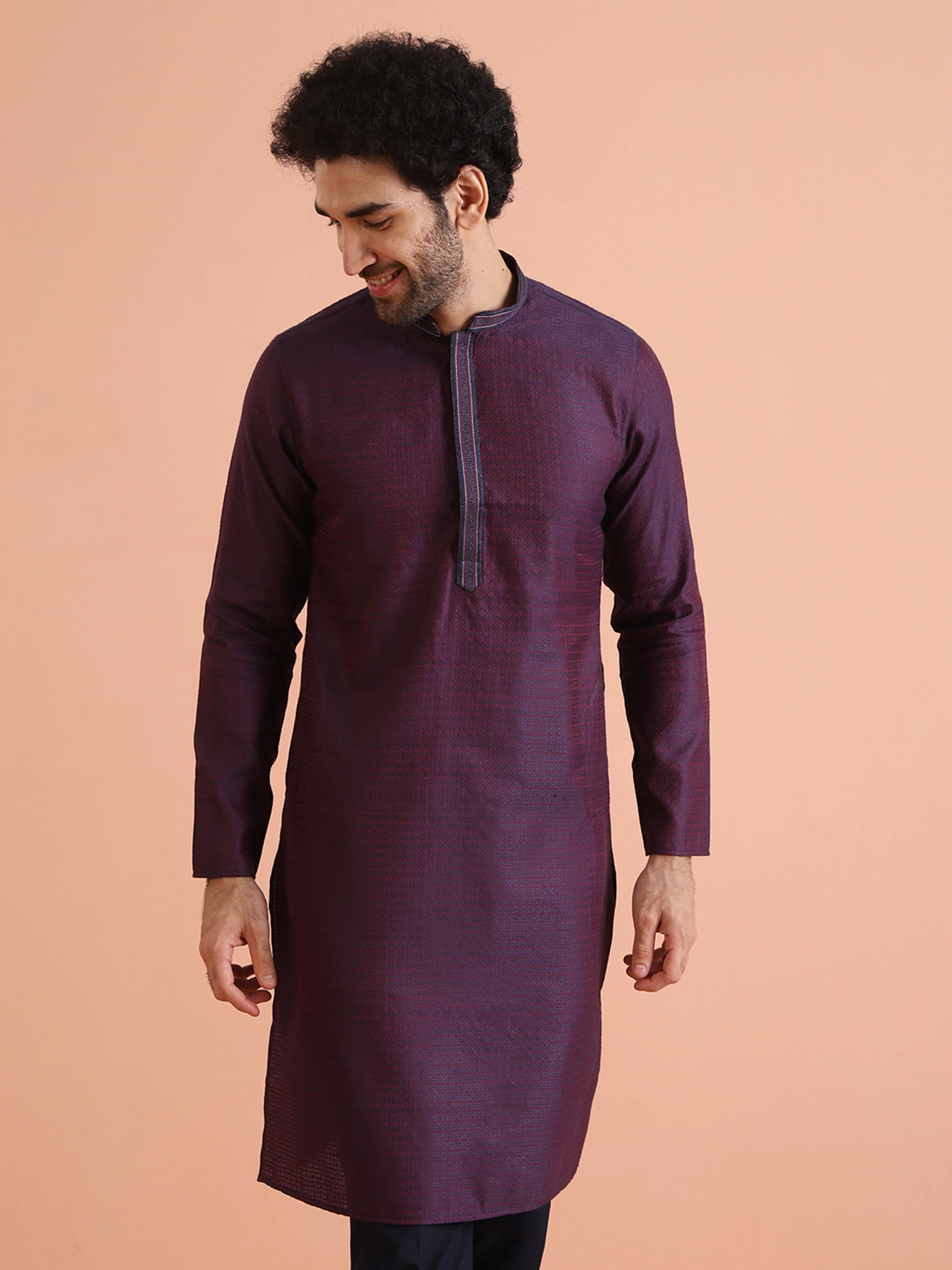 Silk Blend Jacquard Kurta