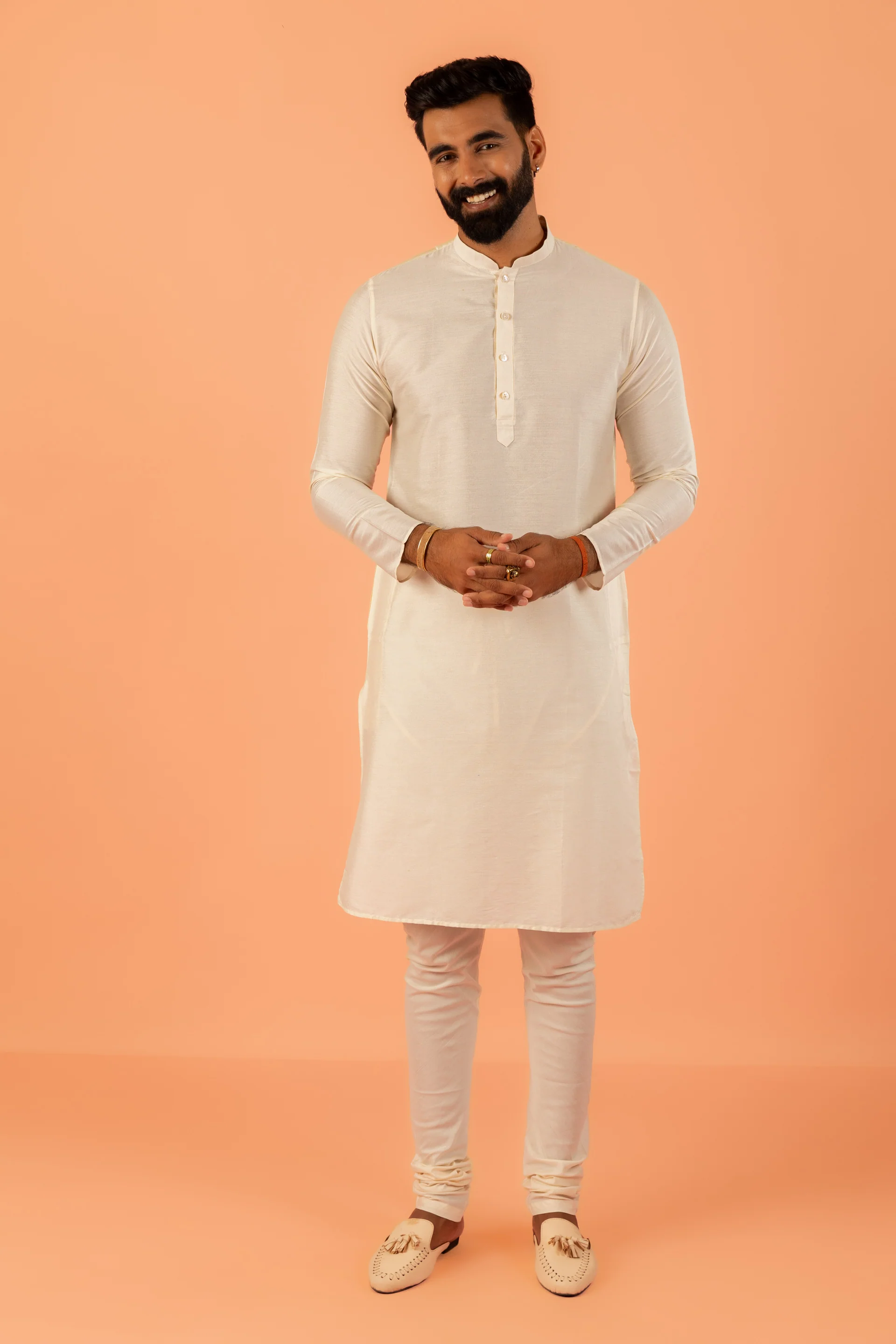 Men Green Jacquard Kurta Jacket Churidar Set with Ethnic Motifs - Image 7