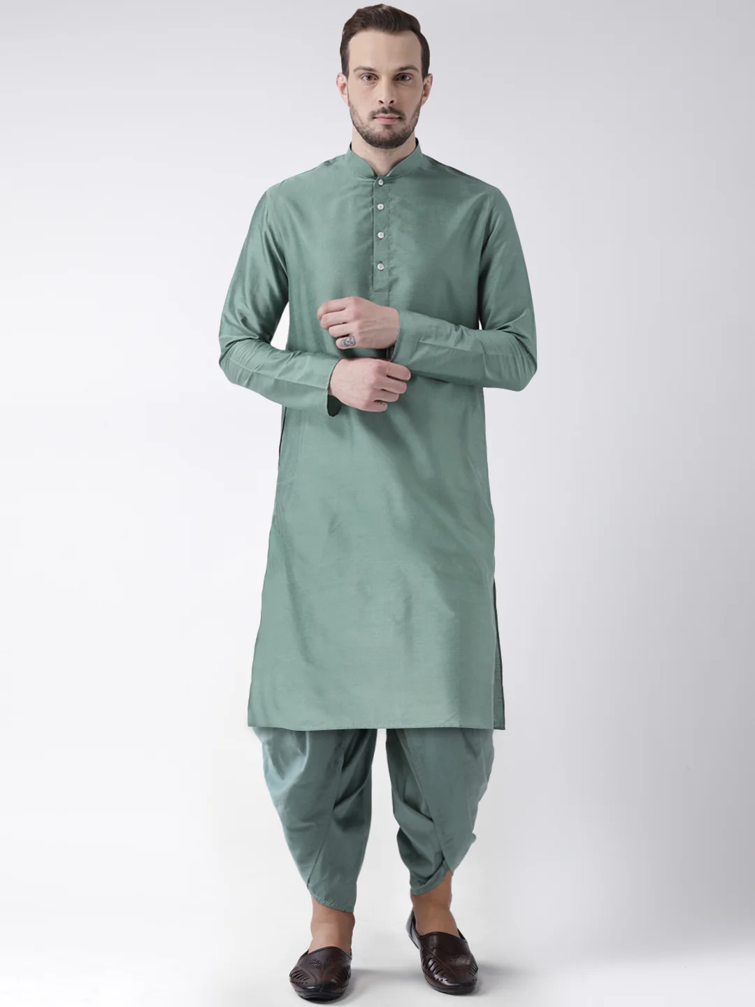 Mint Green Solid Kurta with Dhoti