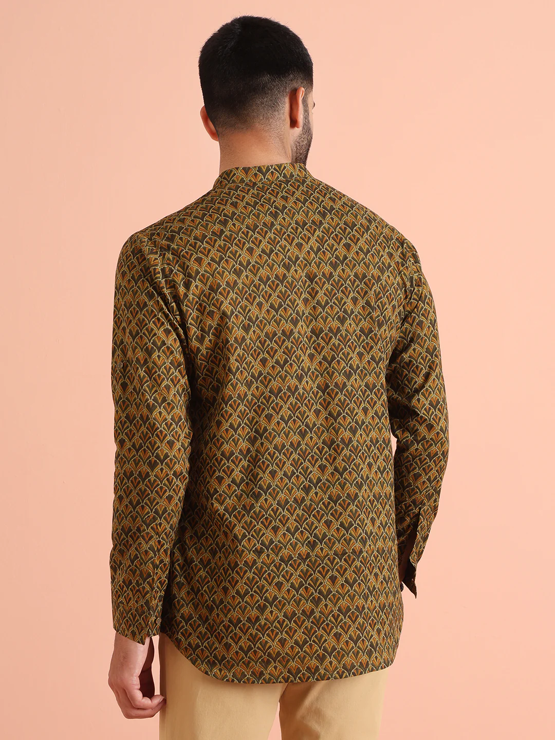 Olive Green Printed Kurta – Casual & Festive Wear - Image 4