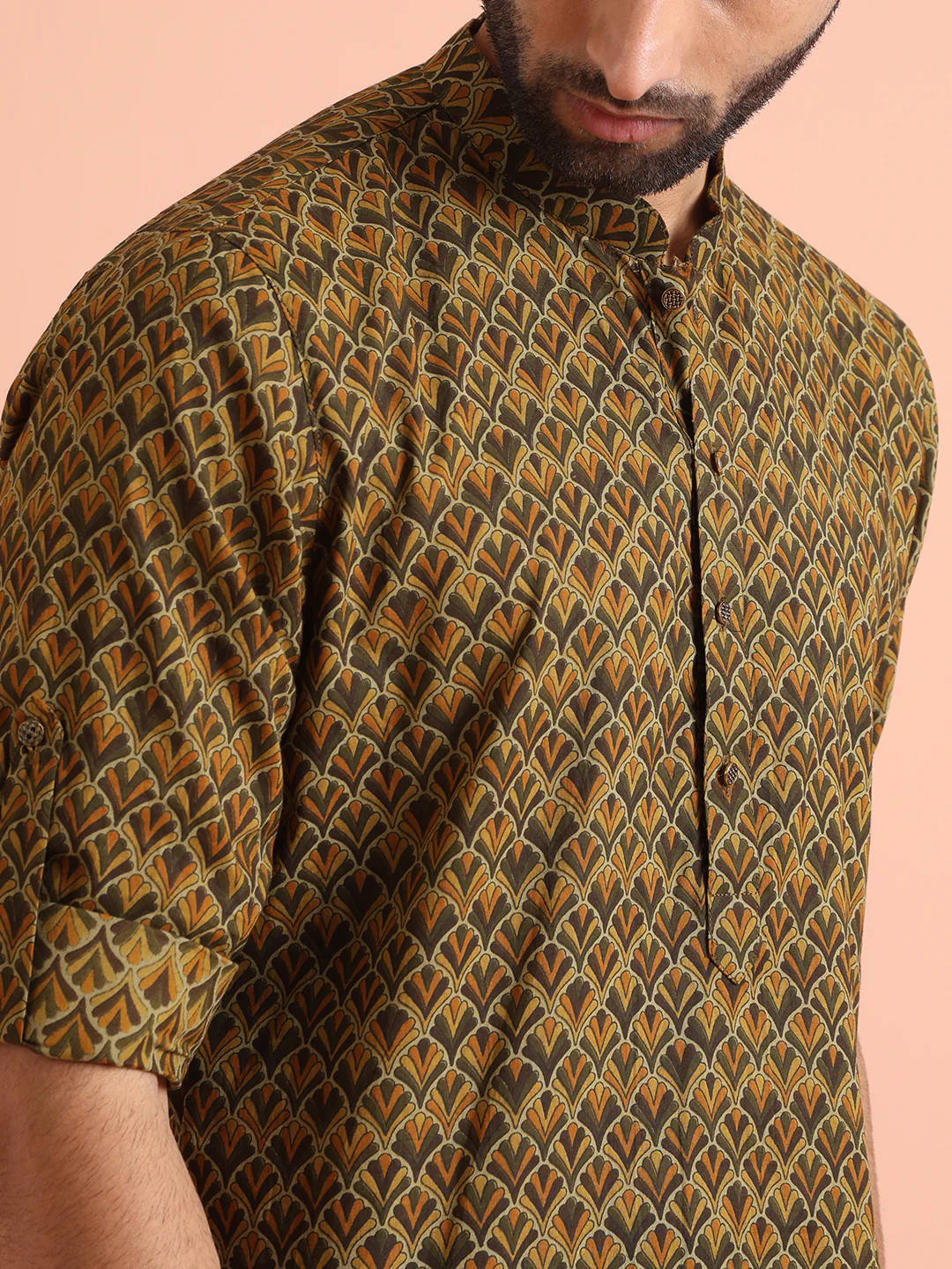 Olive Green Printed Kurta – Casual & Festive Wear - Image 5