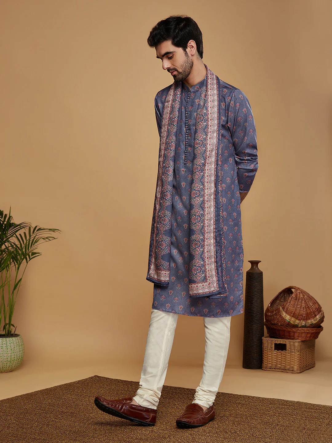 Multi-Coloured Paisley Printed Dupatta - Image 3