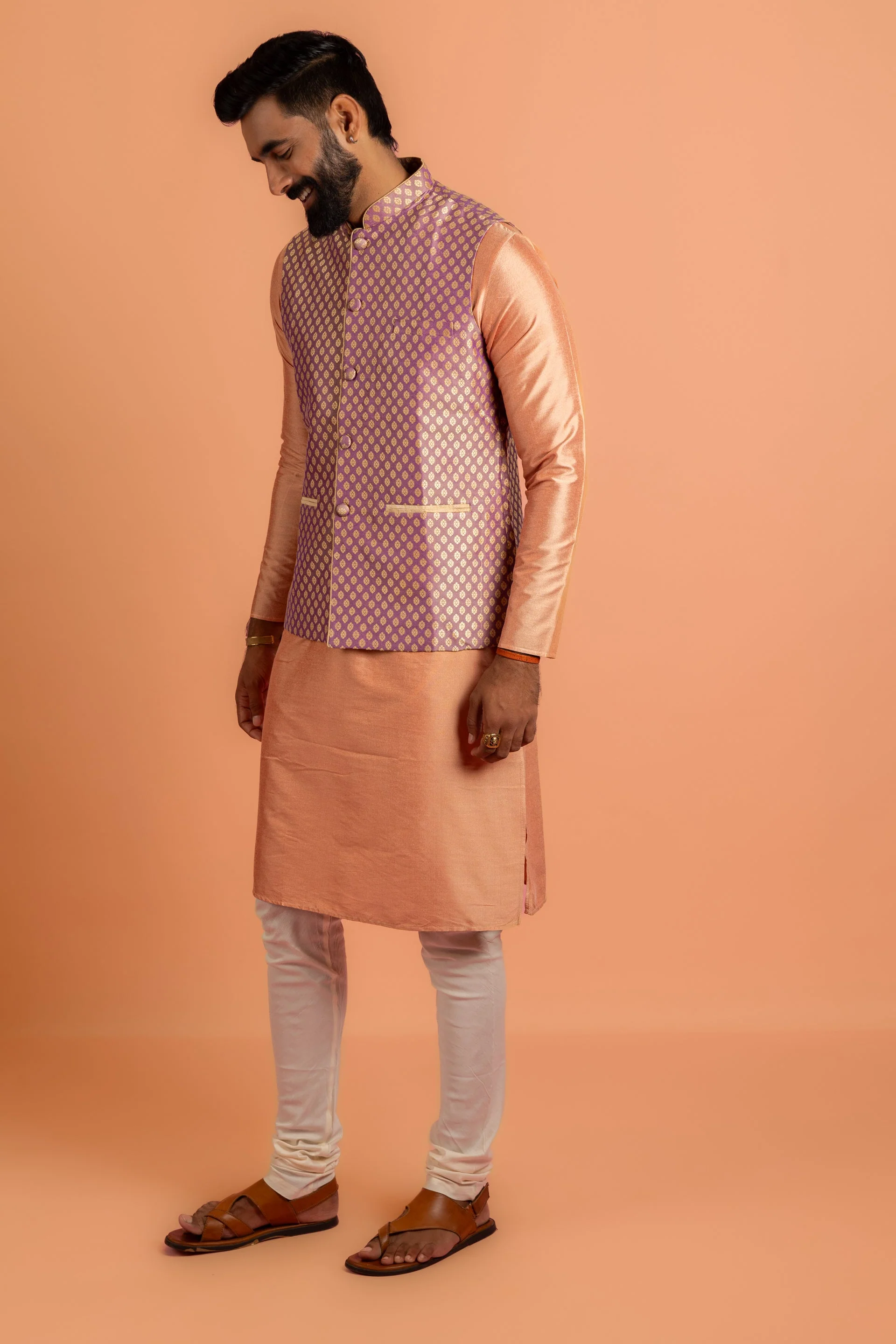Men Mauve Nehru Jacket - Image 18