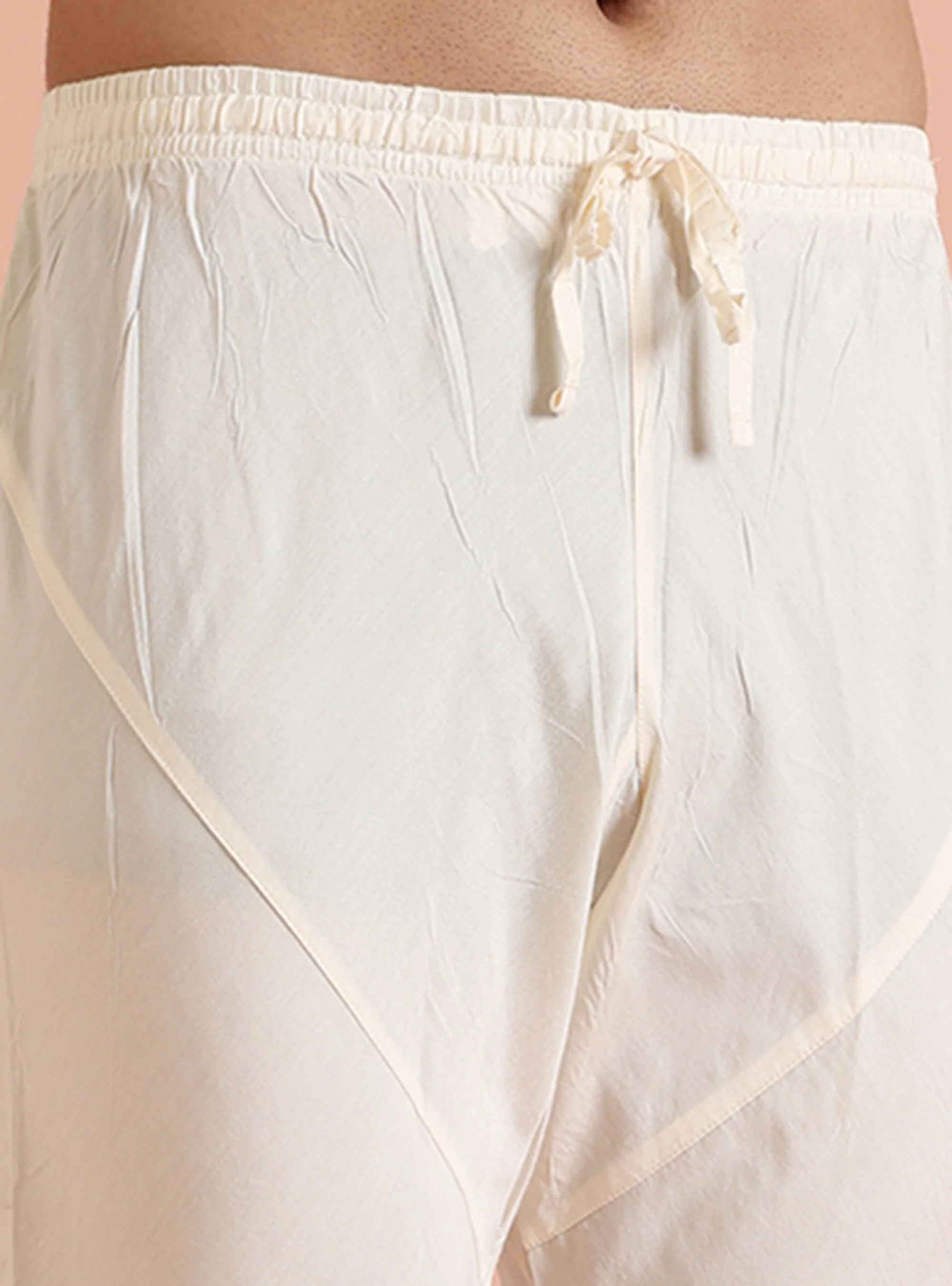 Cream Cotton Blend Embroidered Kurta Churidar Set - Image 7