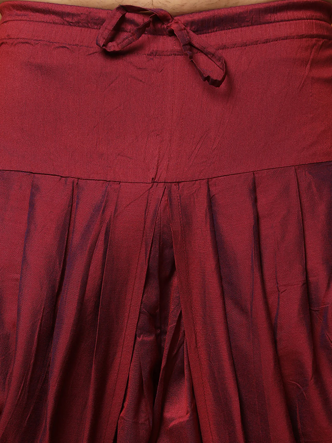 Maroon Silk Blend Jacquard Sherwani Dhoti Set - Image 7