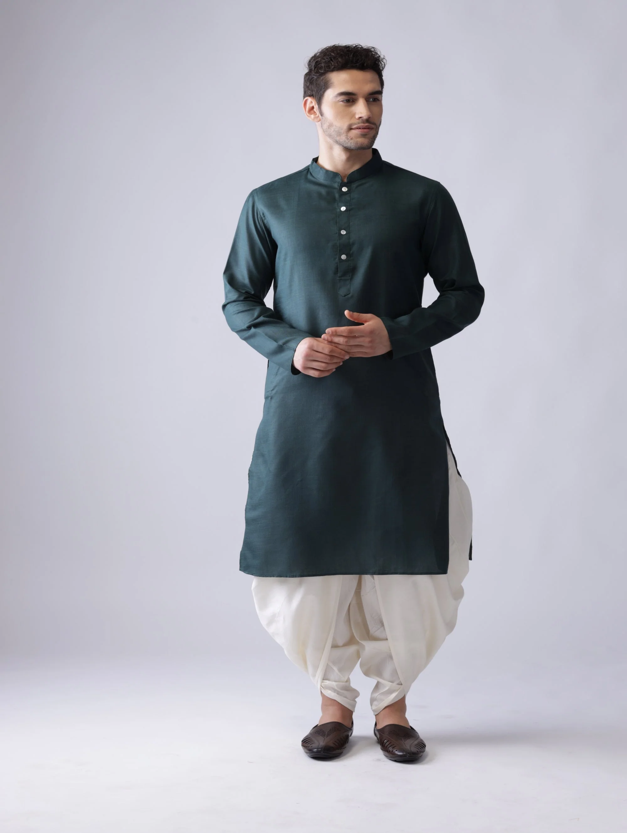 Men Multi Kurta Jacket Dhoti Set - Image 5