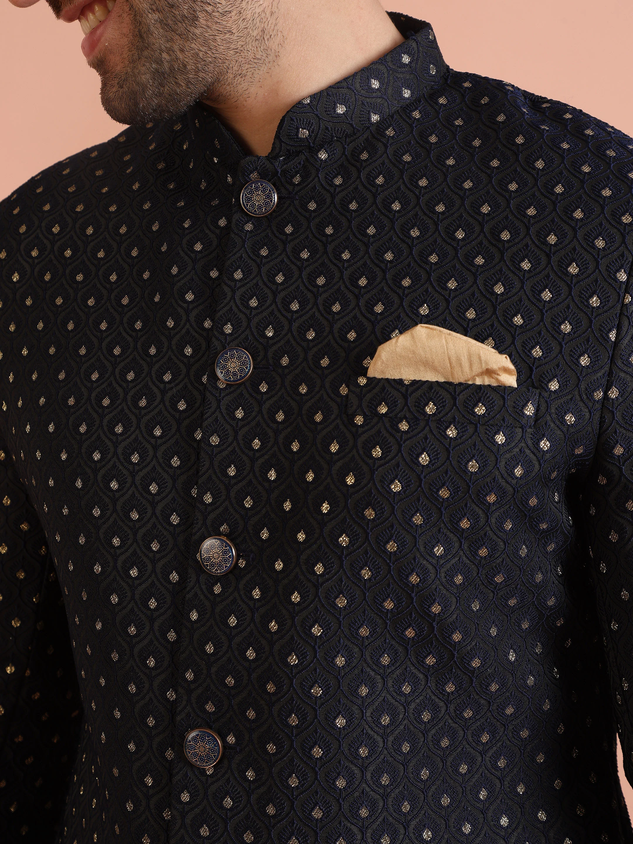 Navy Blue Jodhpuri Bandhgala Set - Image 6