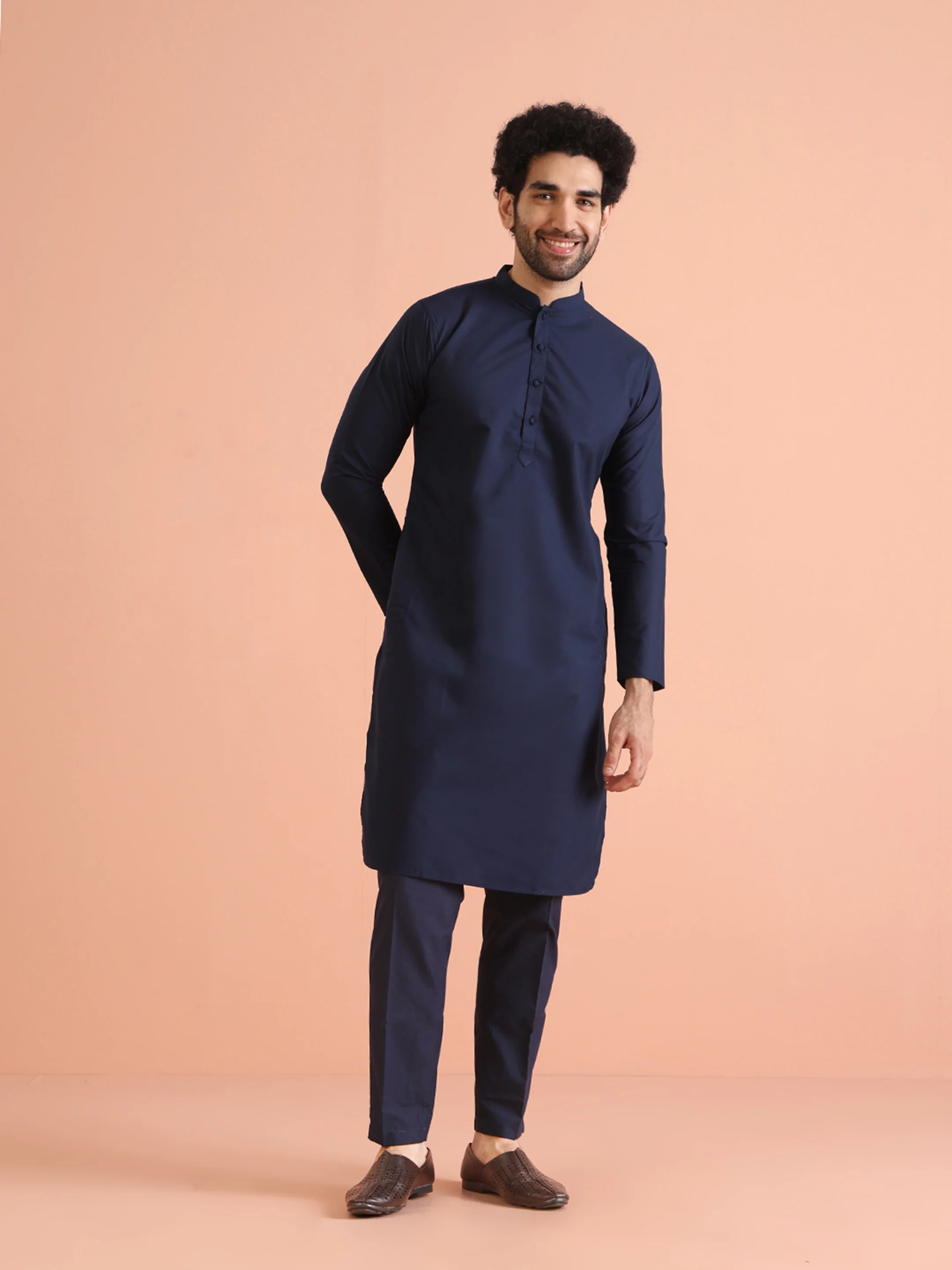 Navy Blue Embroidered Jacket Set - Image 8