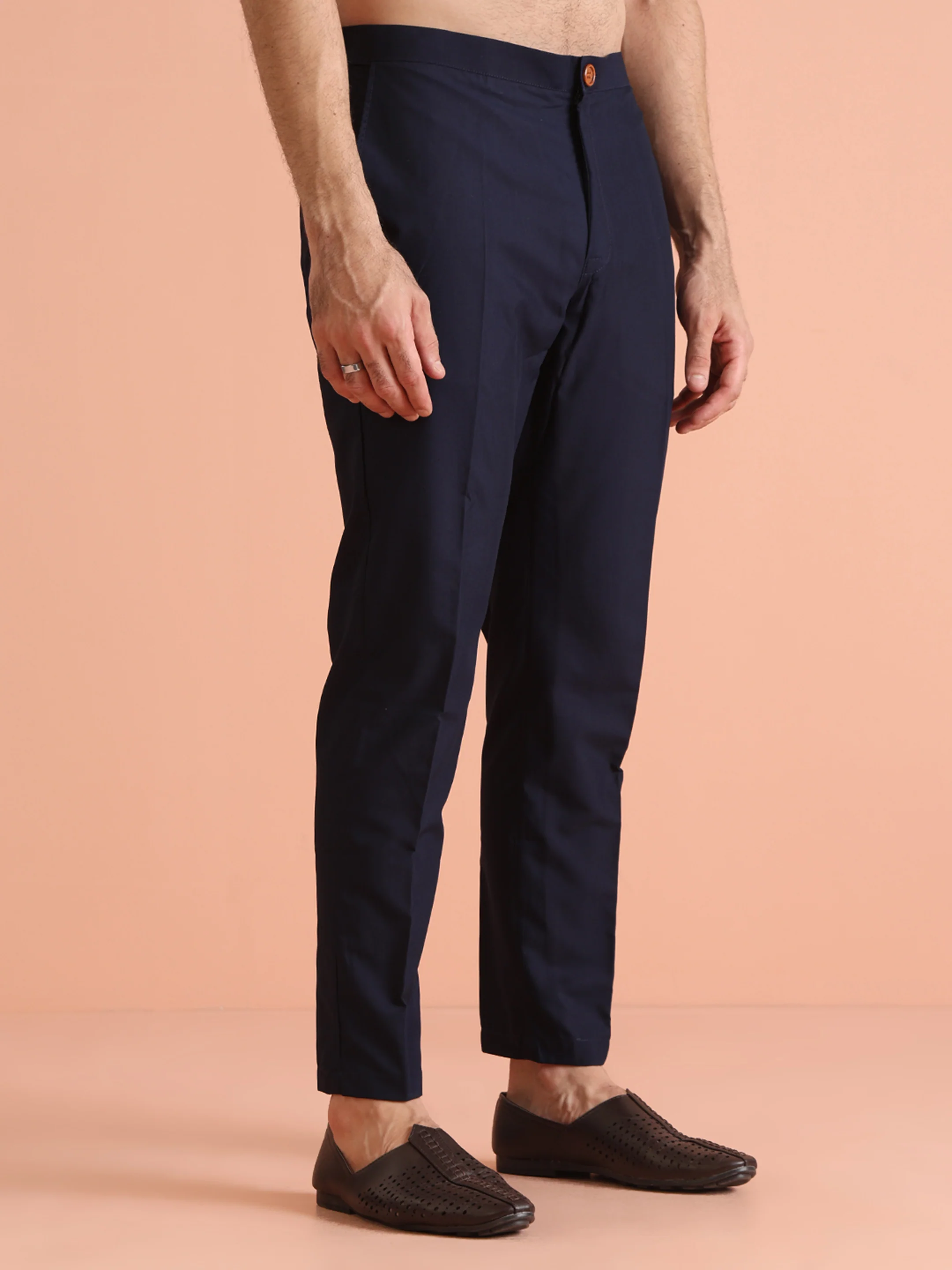 Navy Blue Thread Work Nehru Jacket Kurta Set - Image 6